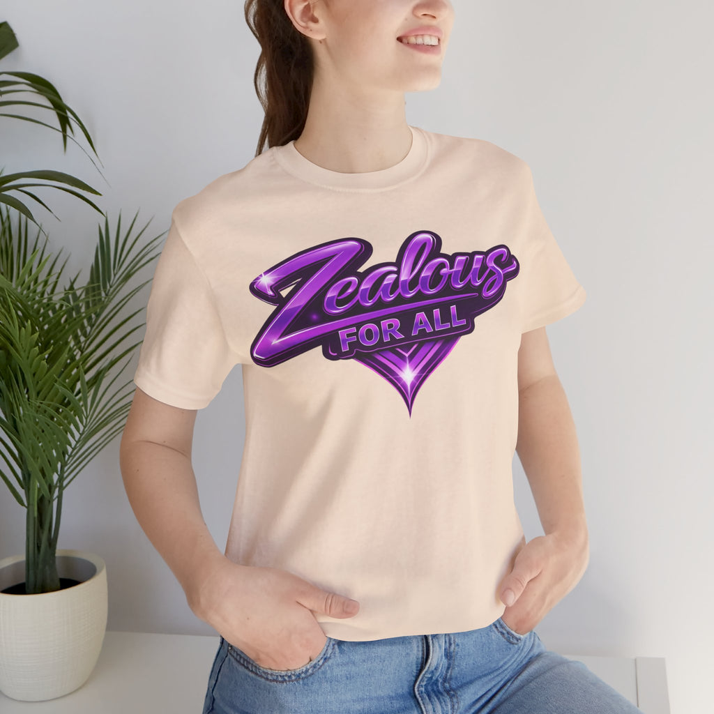 Zealous For All Graphic T-Shirt (Purple Logo) Printify
