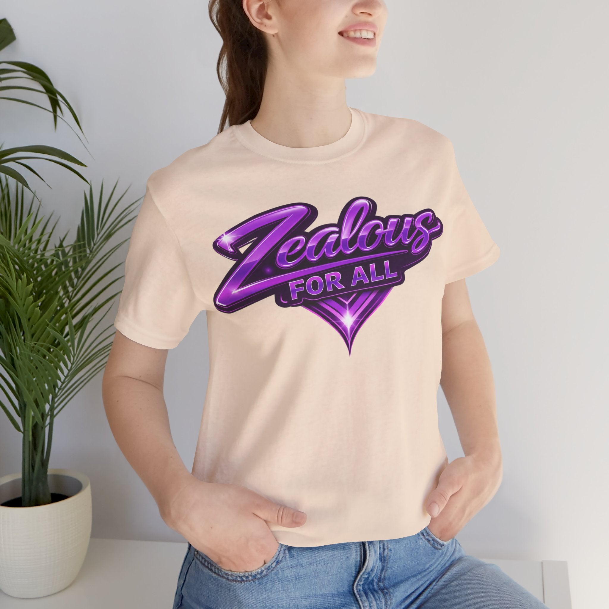 Zealous For All Graphic T-Shirt (Purple Logo) Printify