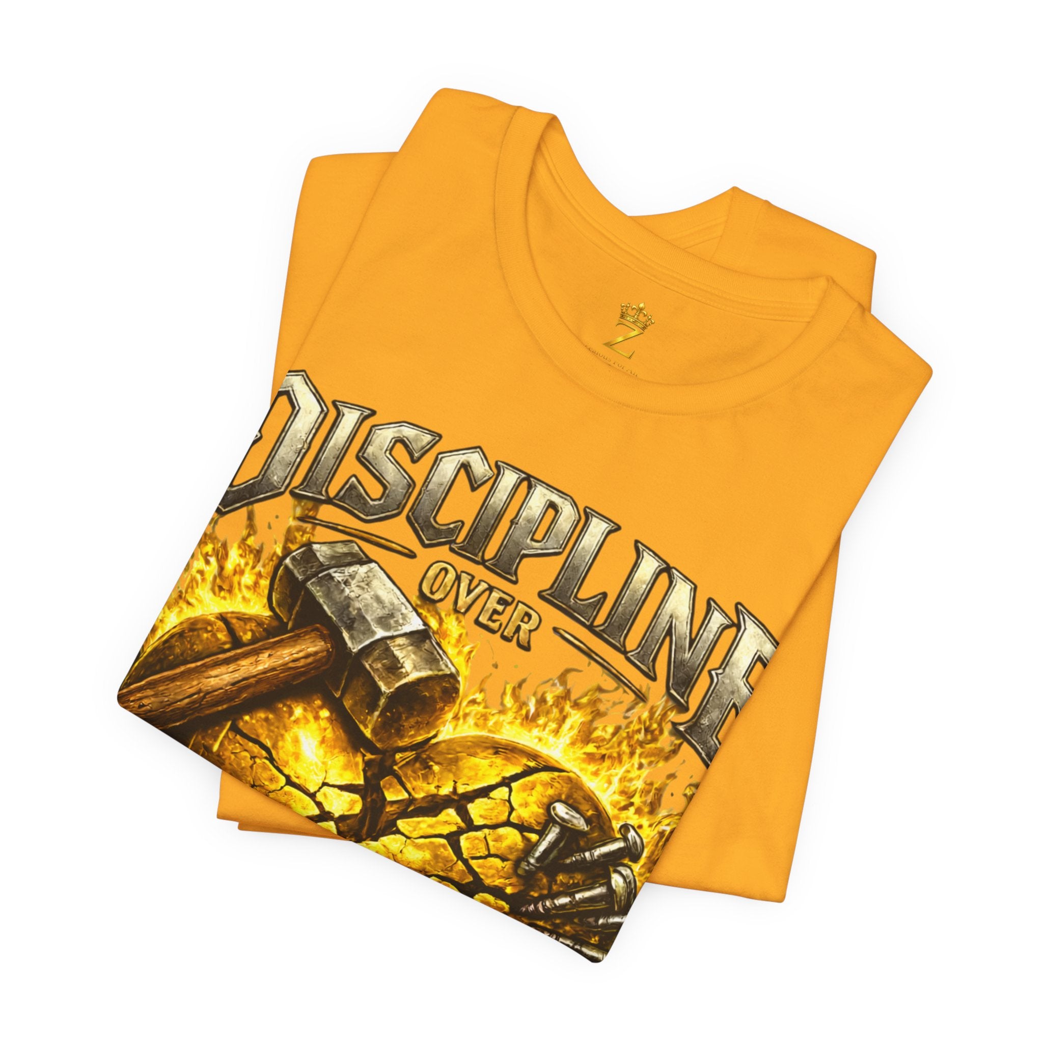 Discipline Over Emotions Premium Graphic T-Shirt (Gold Heart) Printify