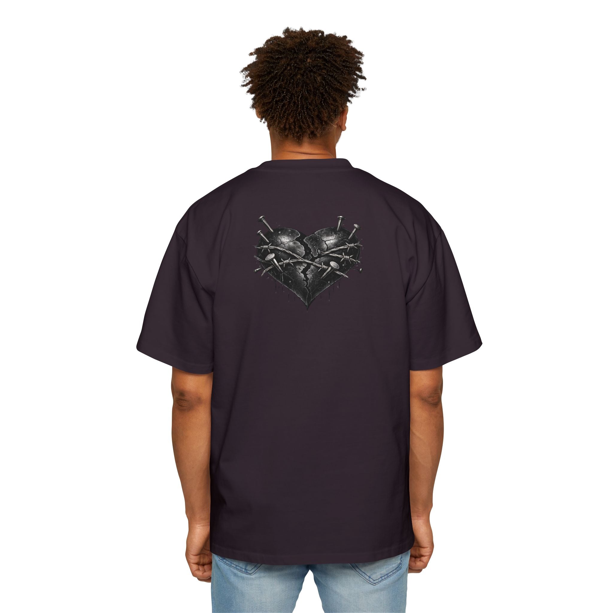 Oversized Discipline Over Emotions Graphic Tee (Black Heart) Printify
