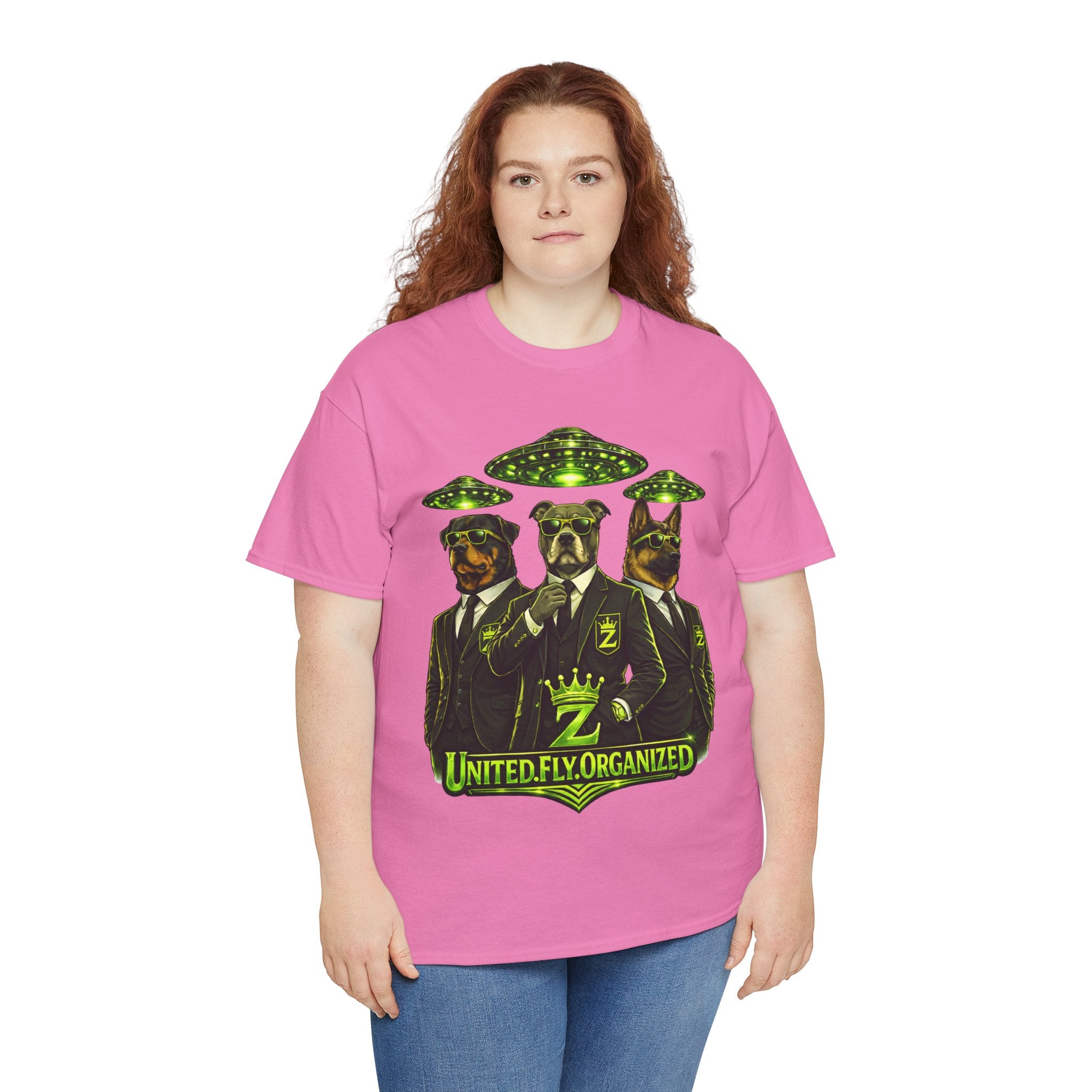 Adult "United. Fly. Organized." Graphic Tee (Lime Green) Printify