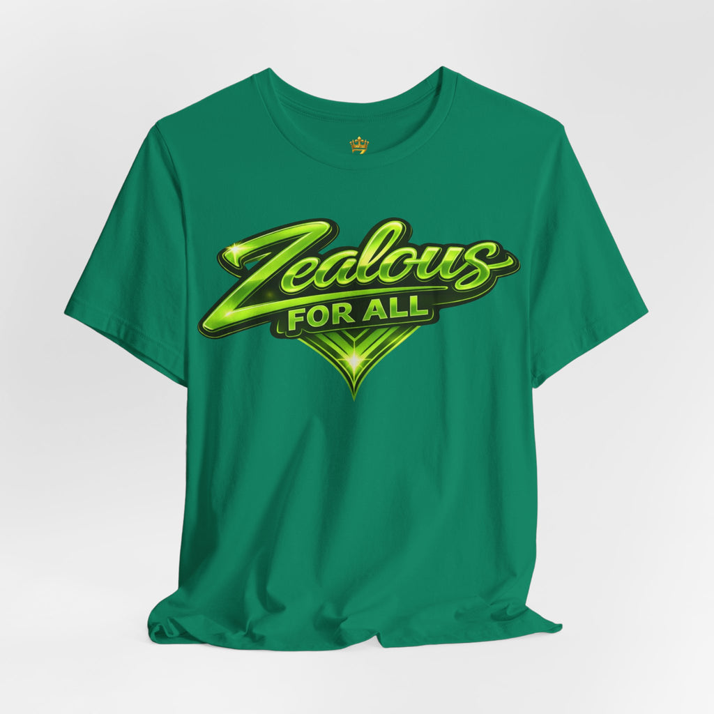 Zealous For All Graphic T-Shirt (Lime Green Logo) Printify