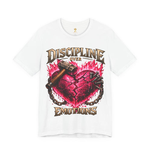 Discipline Over Emotions Premium Graphic T-Shirt (Hot Pink Heart) Printify
