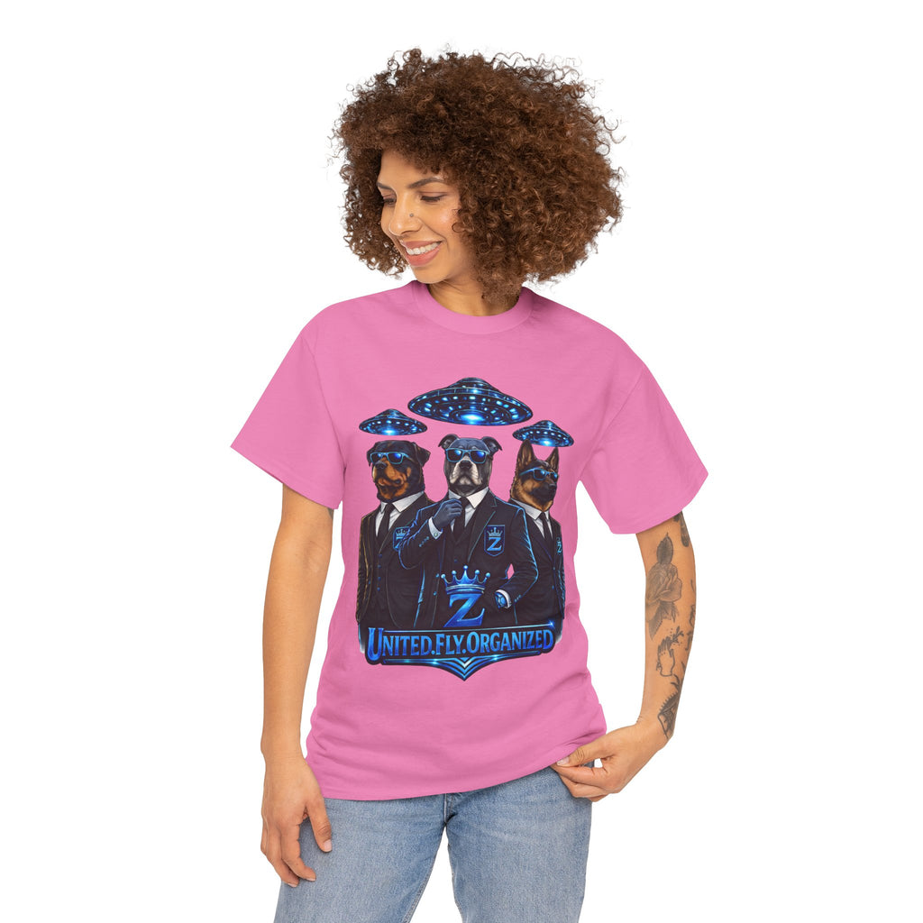 Adult "United. Fly. Organized." Graphic Tee (Blue) Printify