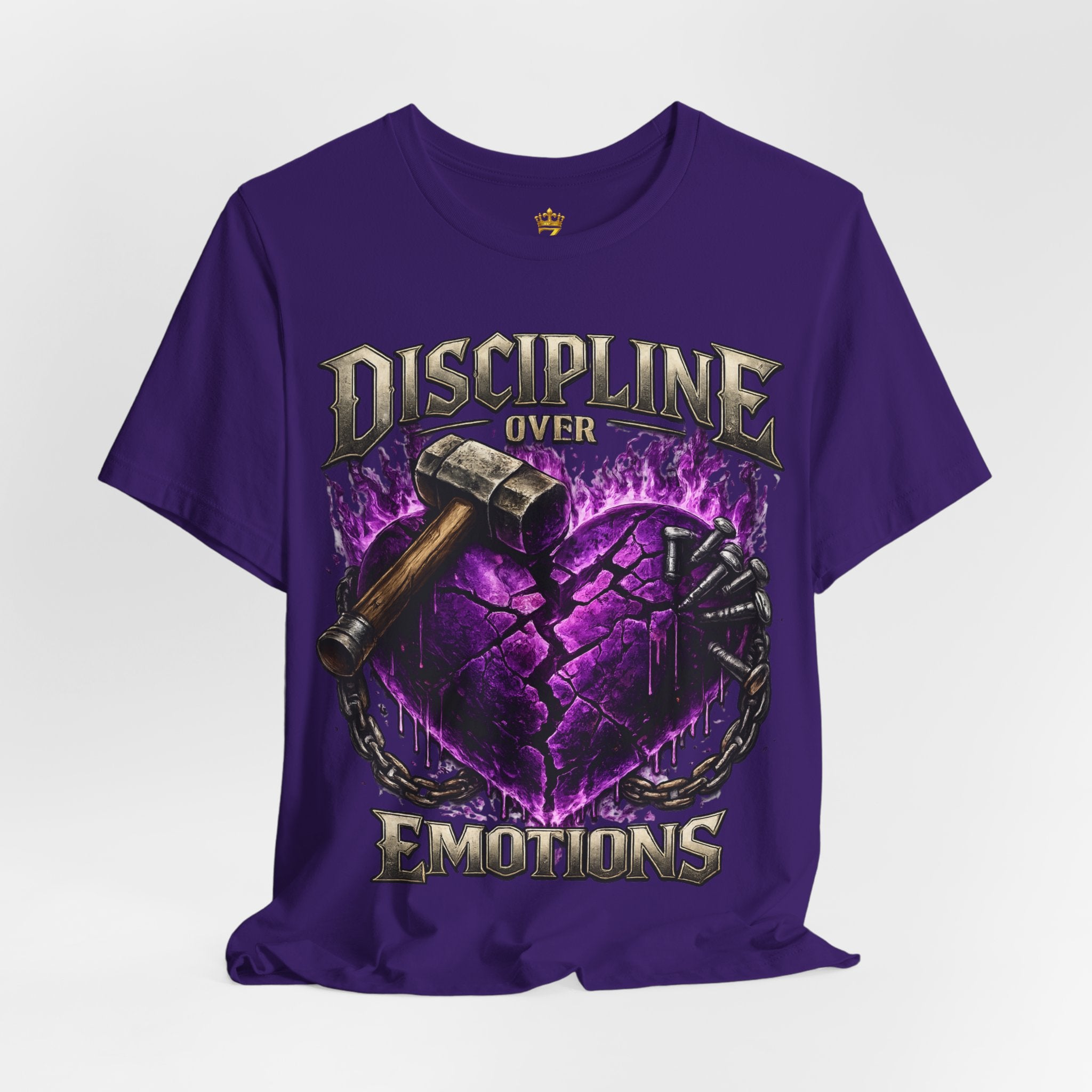 Discipline Over Emotions Premium Graphic T-Shirt (Purple Heart) Printify