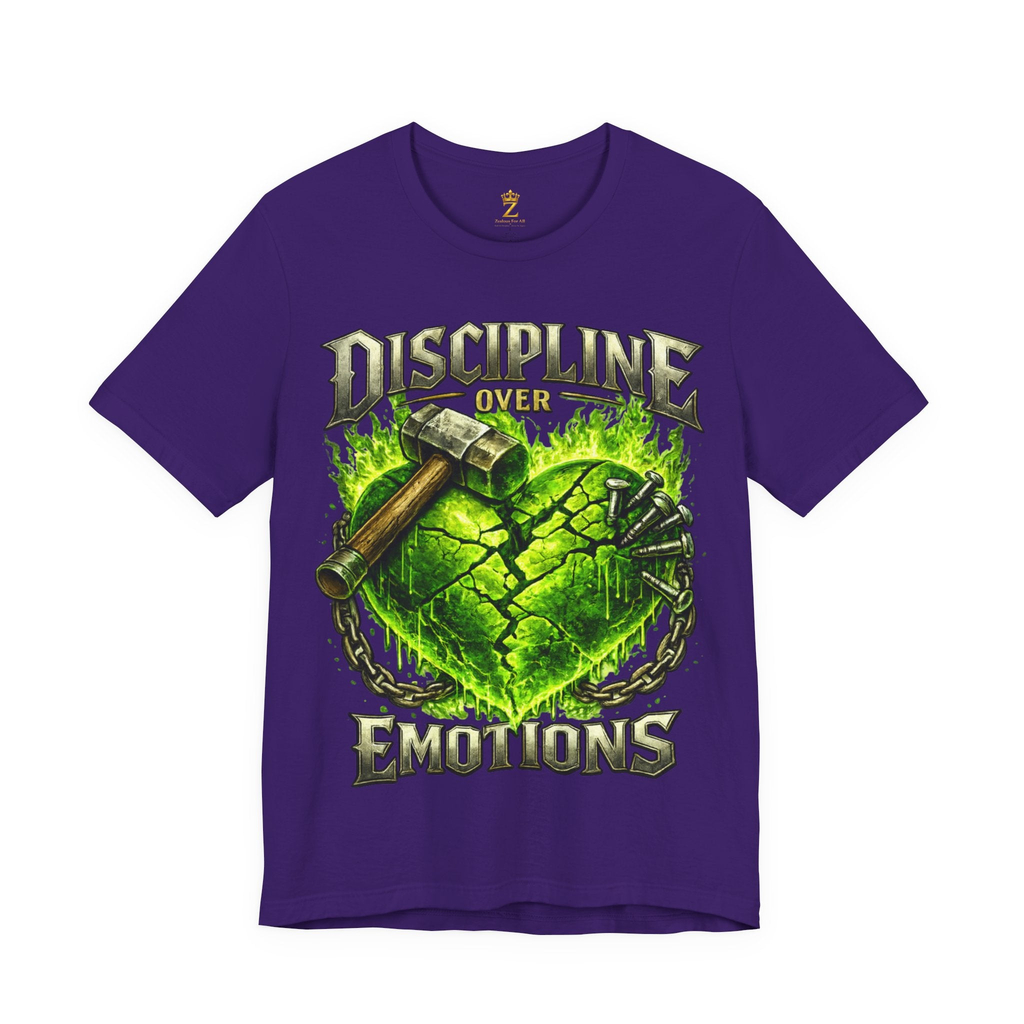 Discipline Over Emotions Premium Graphic T-Shirt (Lime Green Heart) Printify