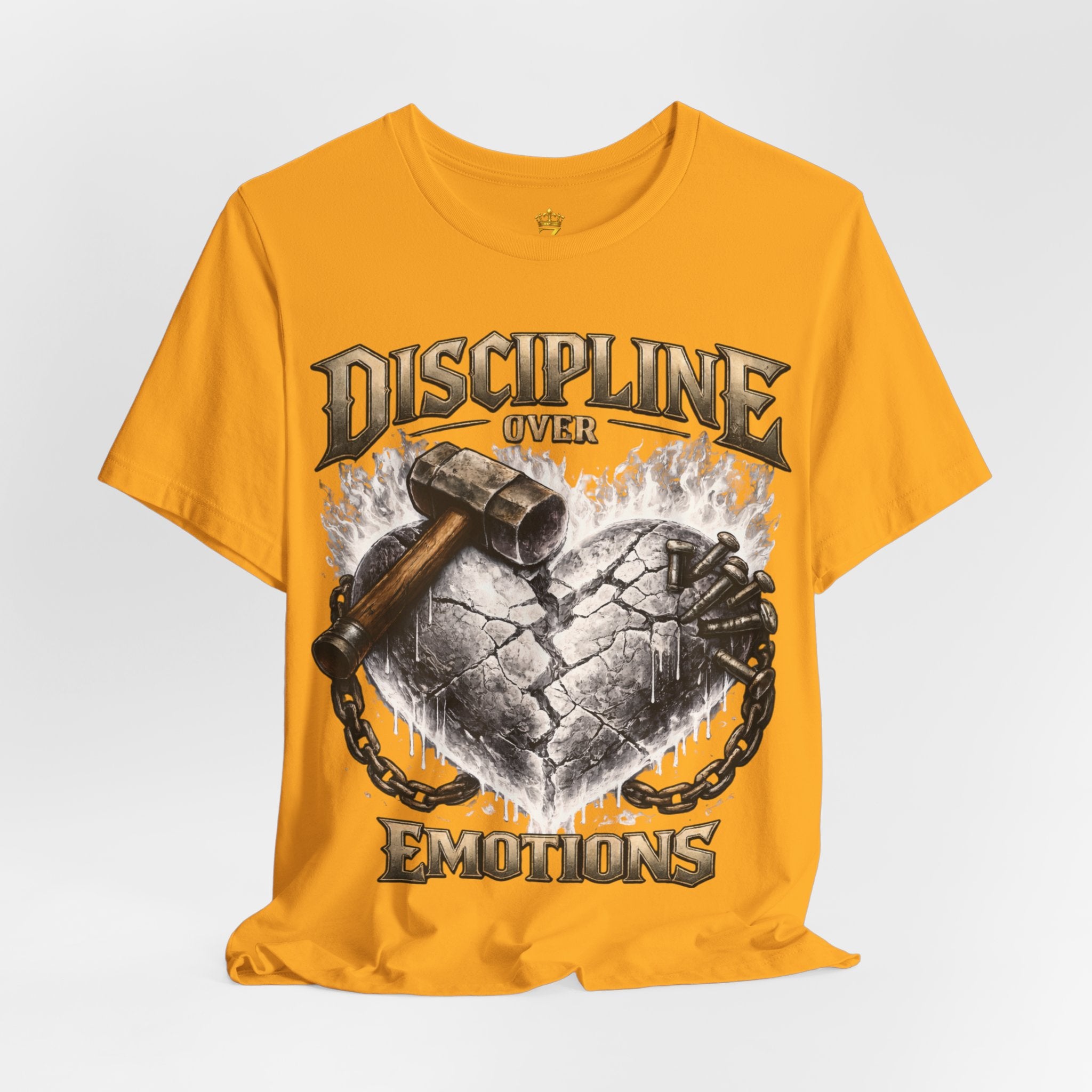 Discipline Over Emotions Premium Graphic T-Shirt (White Heart) Printify
