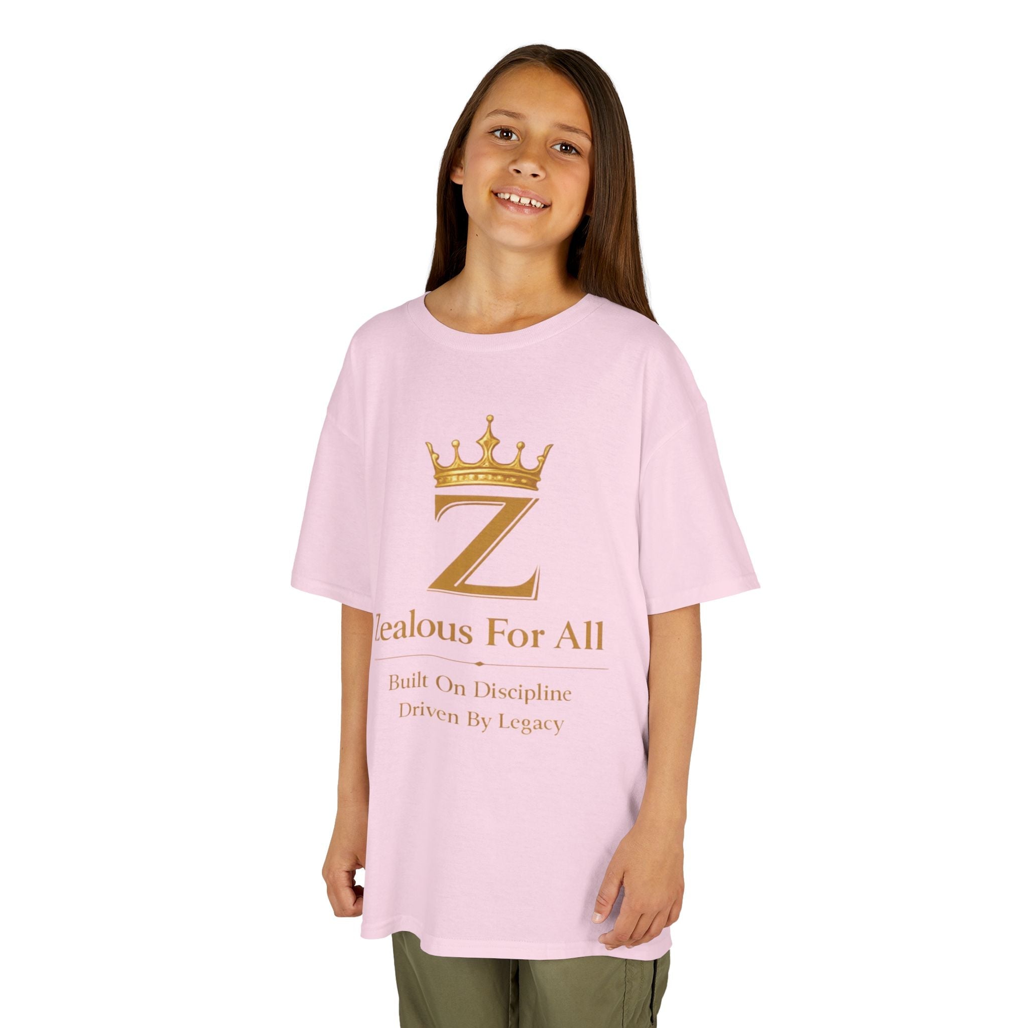 Kids Zealous For All T-Shirt Drop 01 — Gold Logo Kids Tee Printify