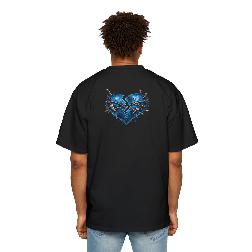 Oversized Discipline Over Emotions Graphic T-Shirt (Blue Heart) Printify