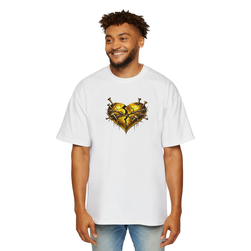 Oversized Discipline Over Emotions (Back) Graphic Tee (Gold Heart) Printify