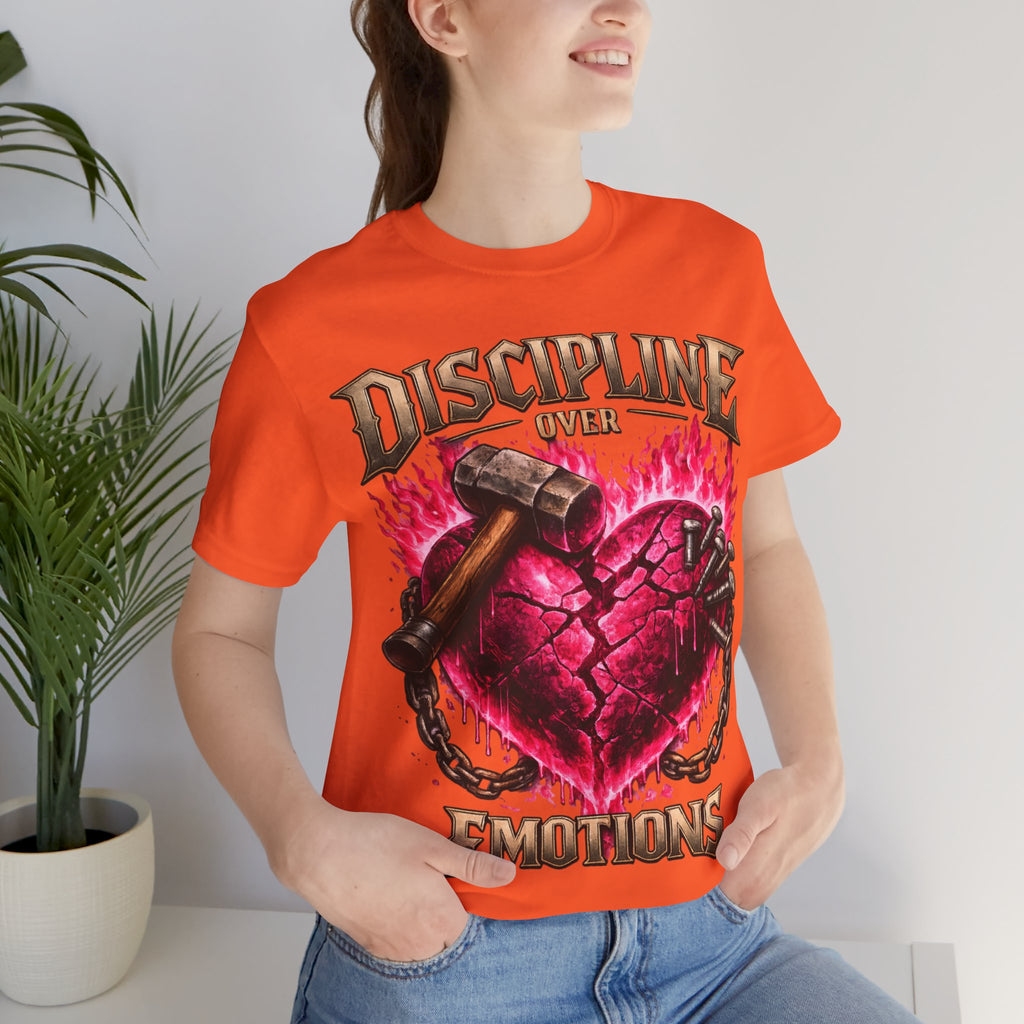 Discipline Over Emotions Premium Graphic T-Shirt (Hot Pink Heart) Printify