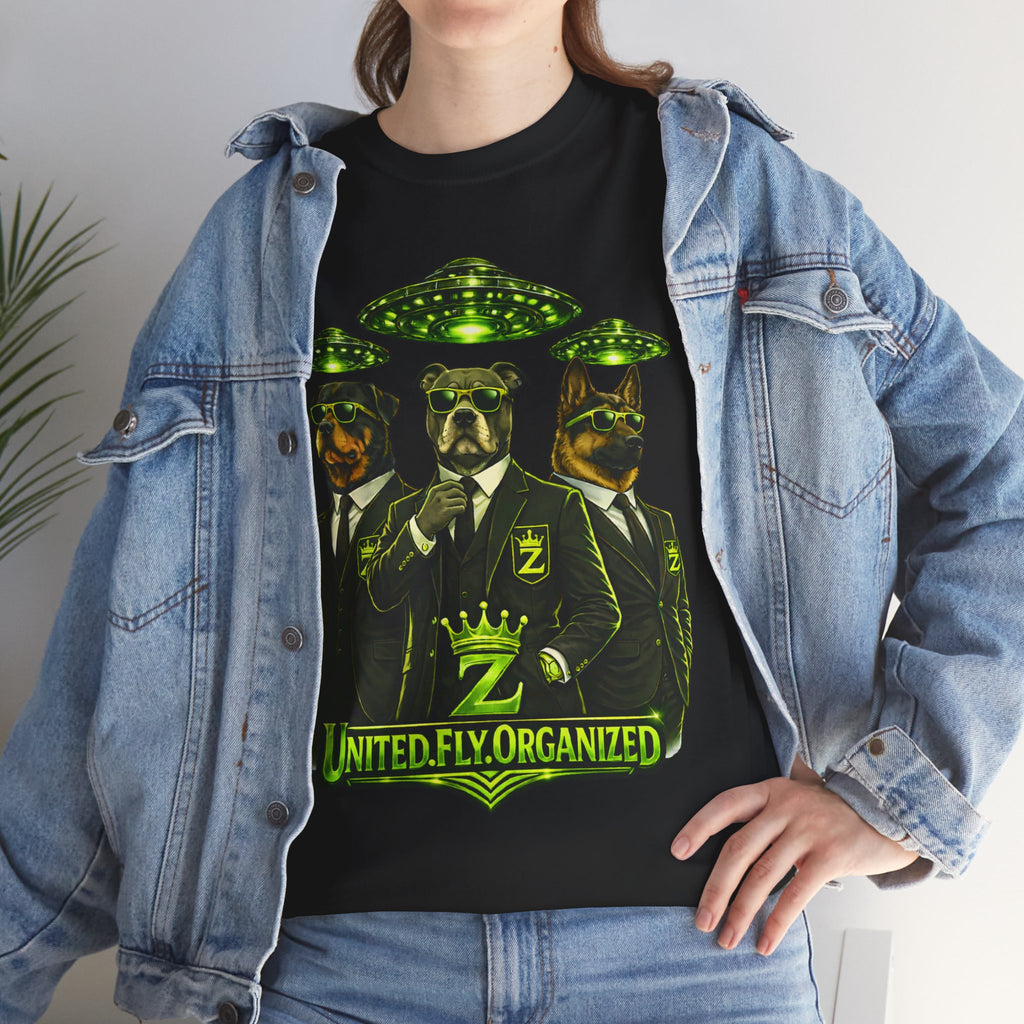 Adult "United. Fly. Organized." Graphic Tee (Lime Green) Printify