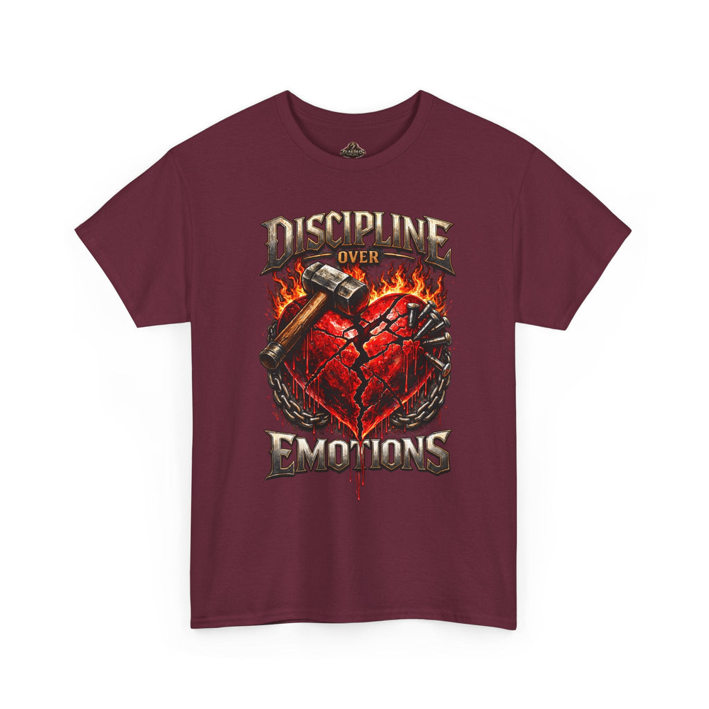 Discipline Over Emotions Graphic T-Shirt (Red Heart) Printify