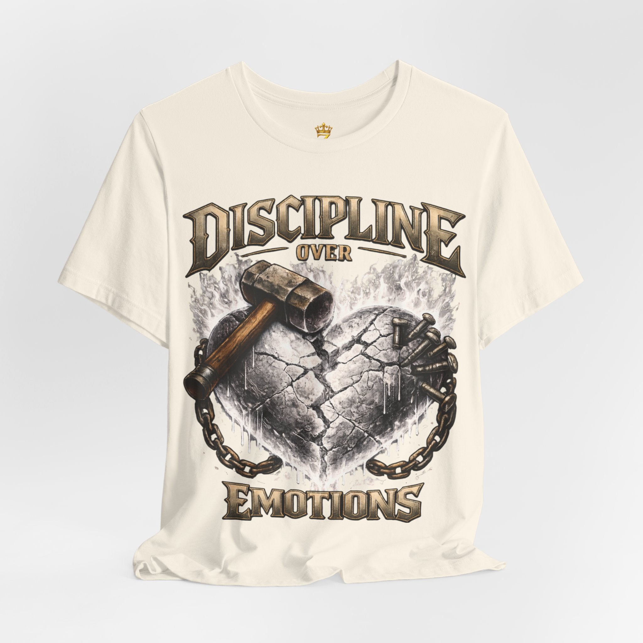 Discipline Over Emotions Premium Graphic T-Shirt (White Heart) Printify