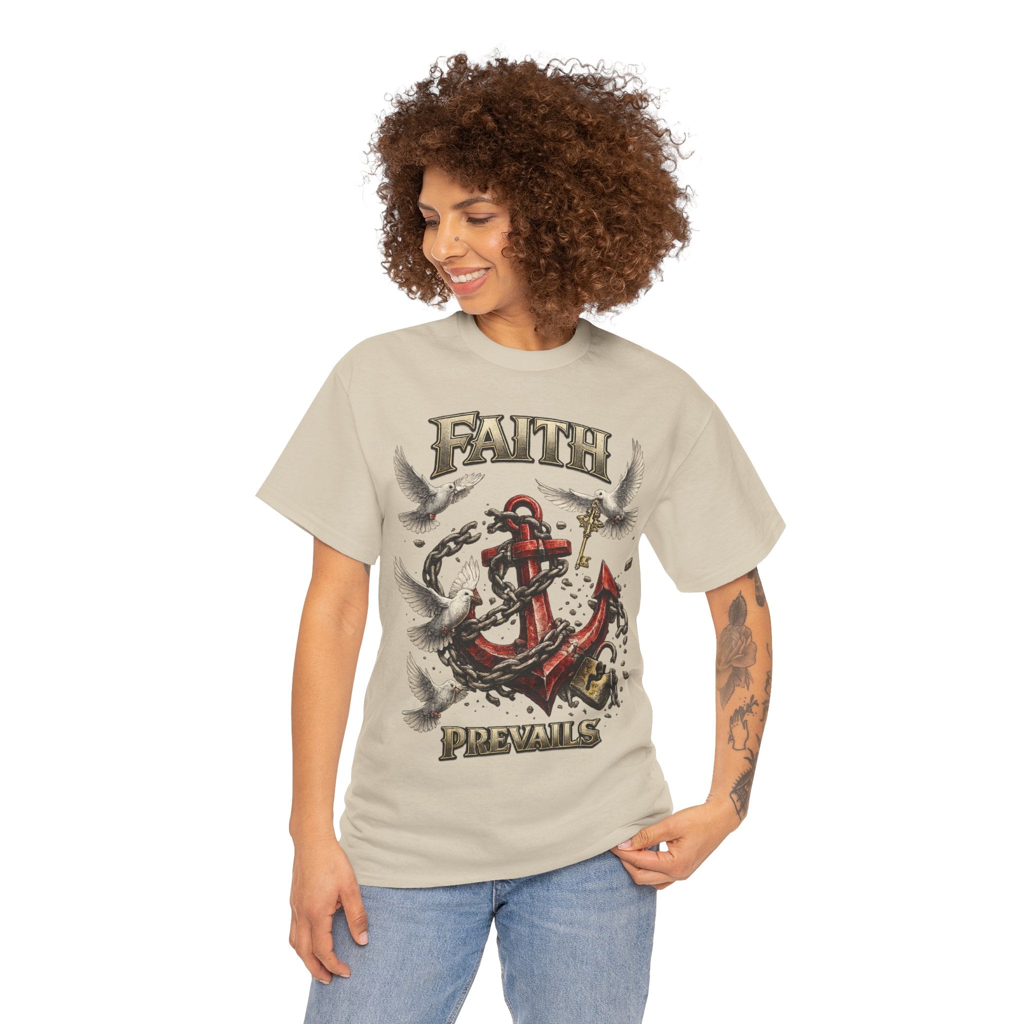 Adult Faith Prevails T‑Shirt (Red Anchor) Printify
