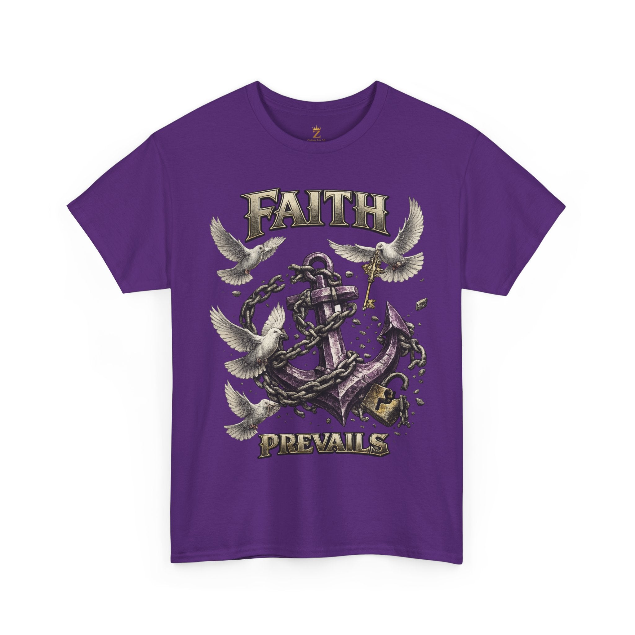 Adult Faith Prevails T‑Shirt (Purple Anchor) Printify
