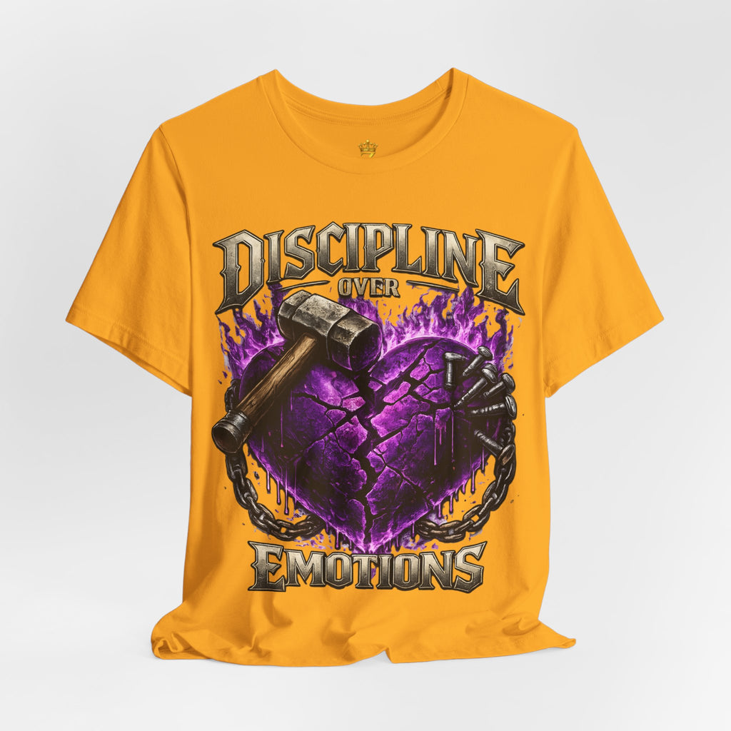 Discipline Over Emotions Premium Graphic T-Shirt (Purple Heart) Printify