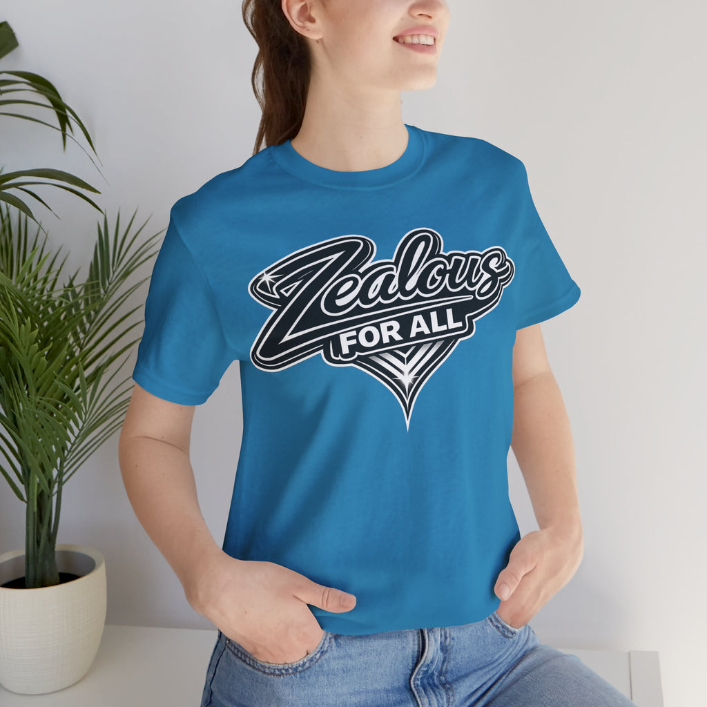 Zealous For All Graphic T-Shirt (Black Logo) Printify