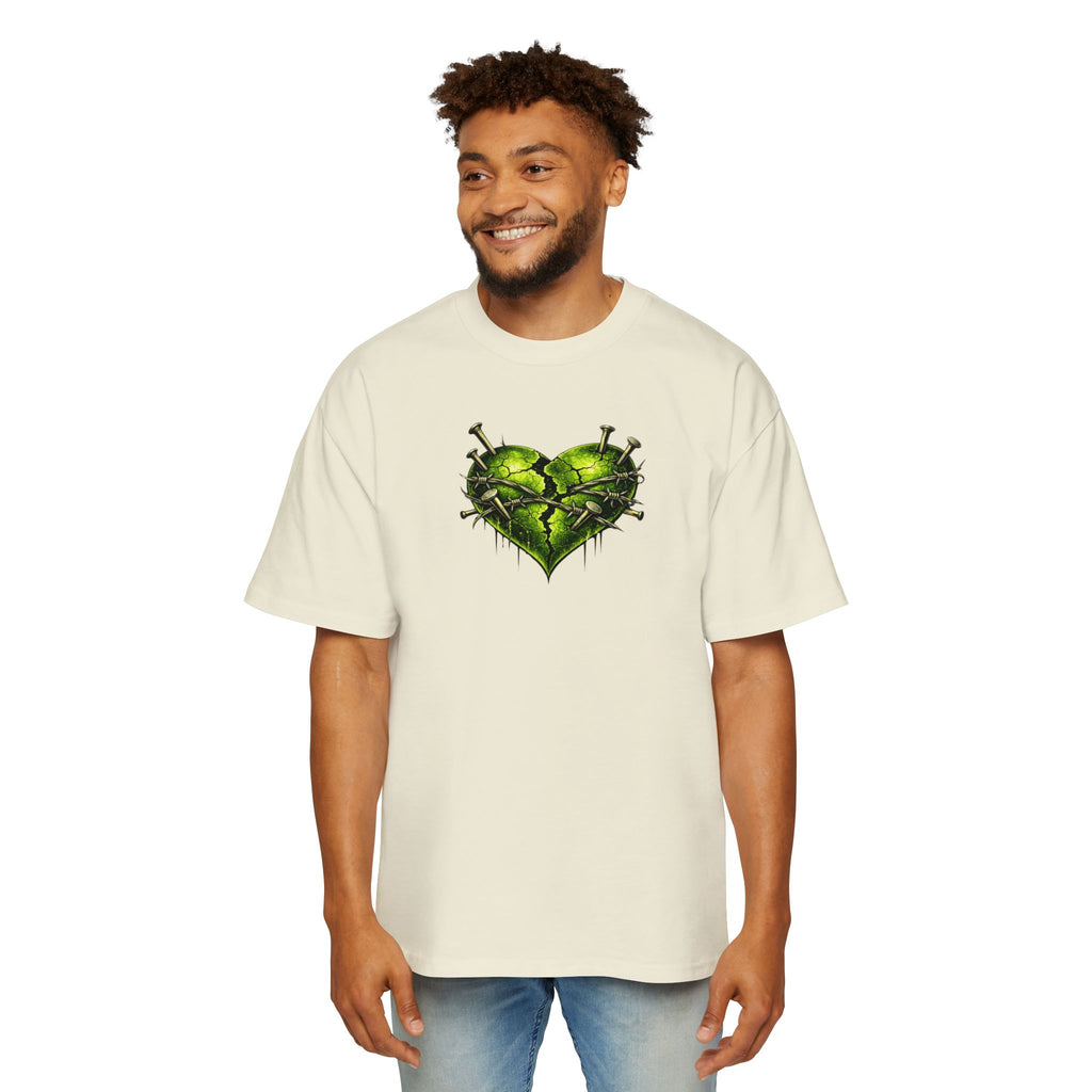 Adult *Oversized* Discipline Over Emotions (Back) Graphic Tee (Lime Green Heart) Printify