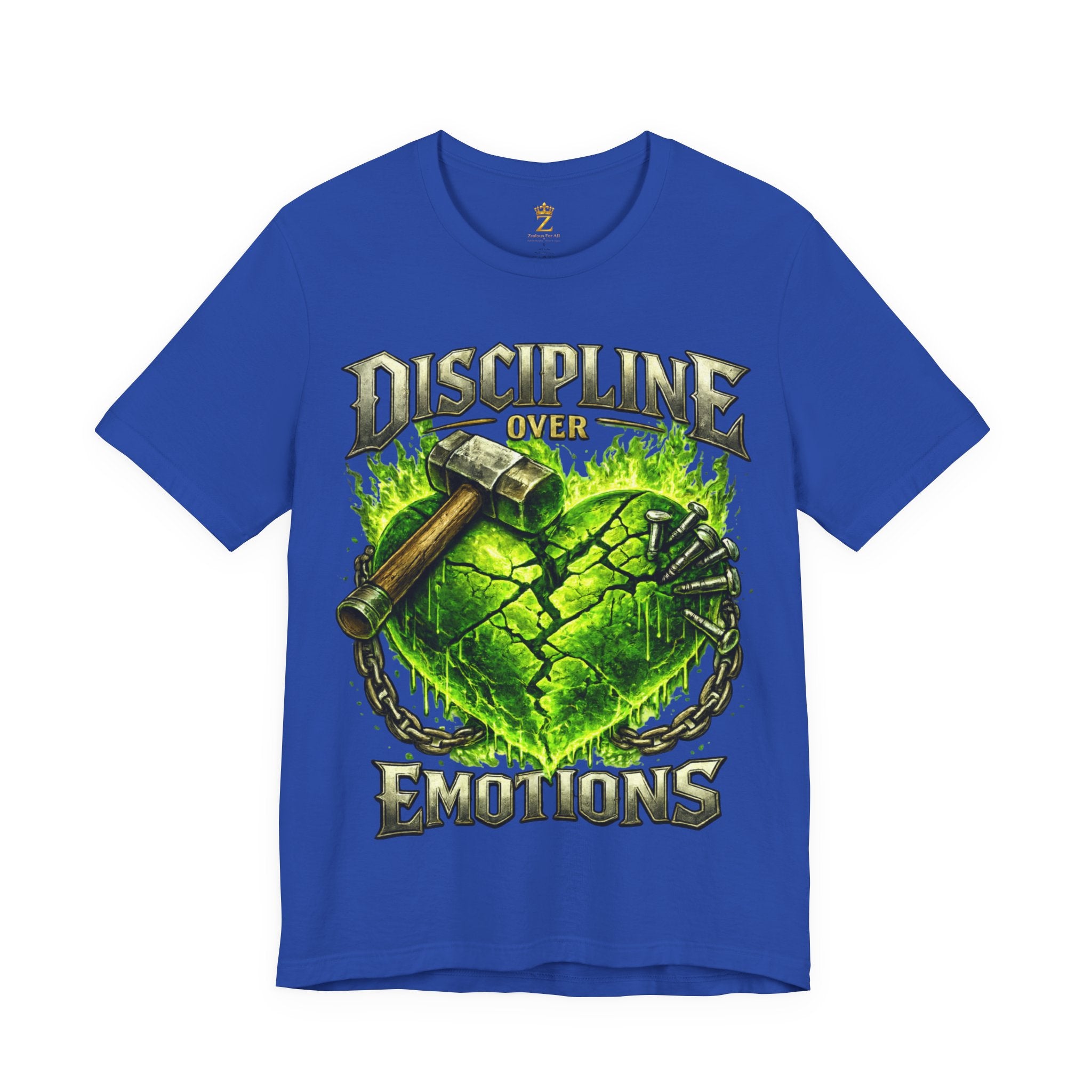Discipline Over Emotions Premium Graphic T-Shirt (Lime Green Heart) Printify