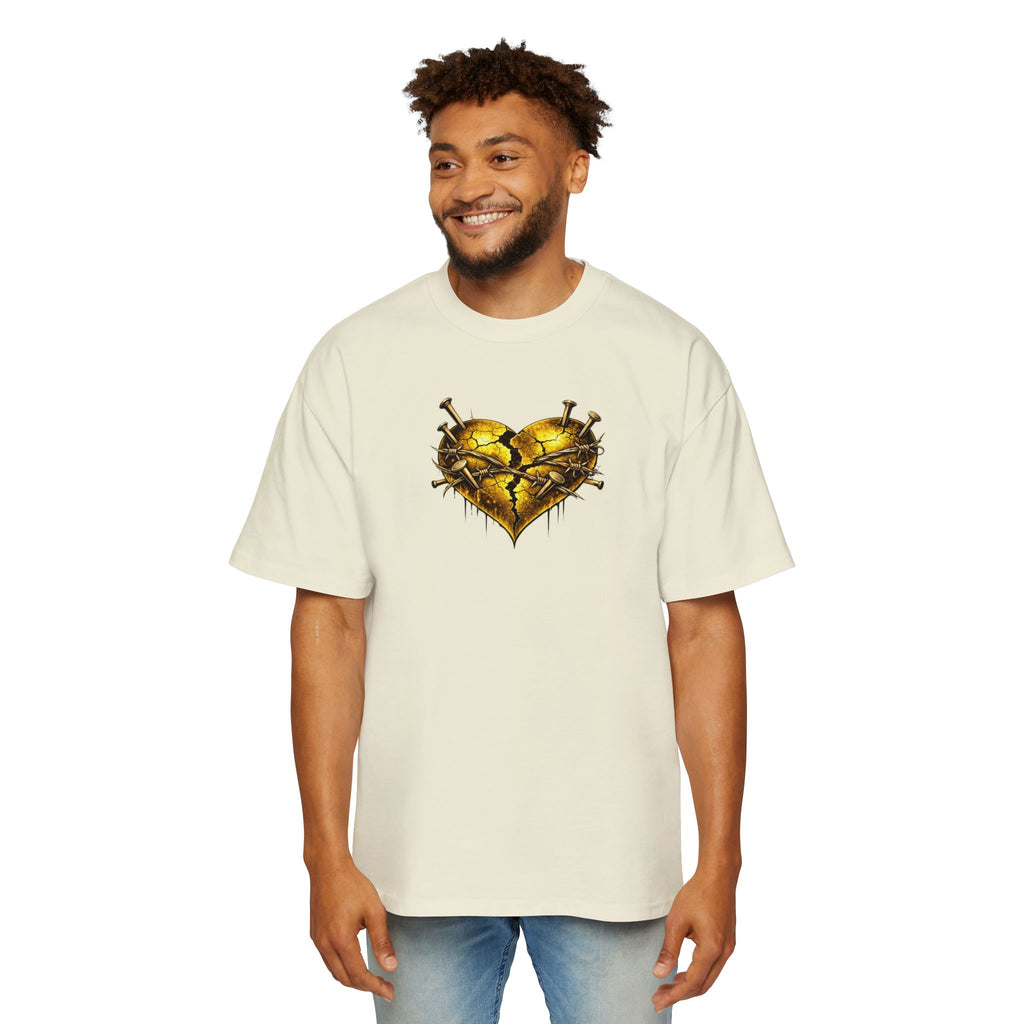 Oversized Discipline Over Emotions (Back) Graphic Tee (Gold Heart) Printify
