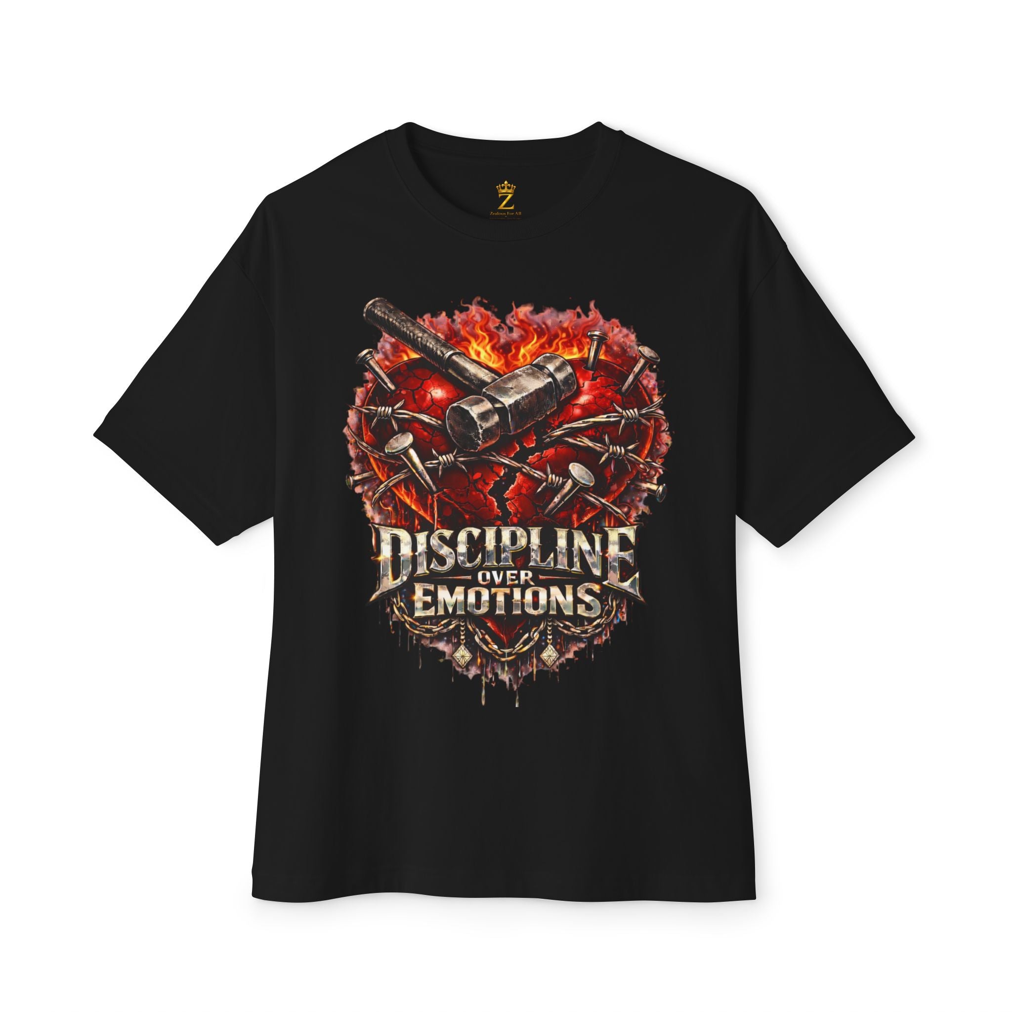 CEO CHAD EDITION *Oversized* Discipline Over Emotions Graphic Tee (Red Heart) Printify