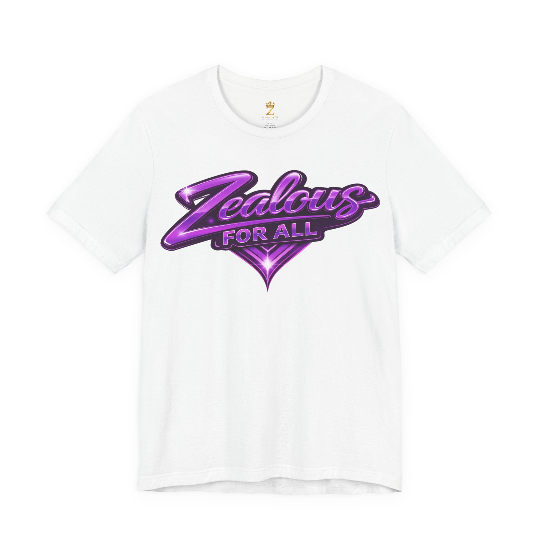 Zealous For All Graphic T-Shirt (Purple Logo) Printify