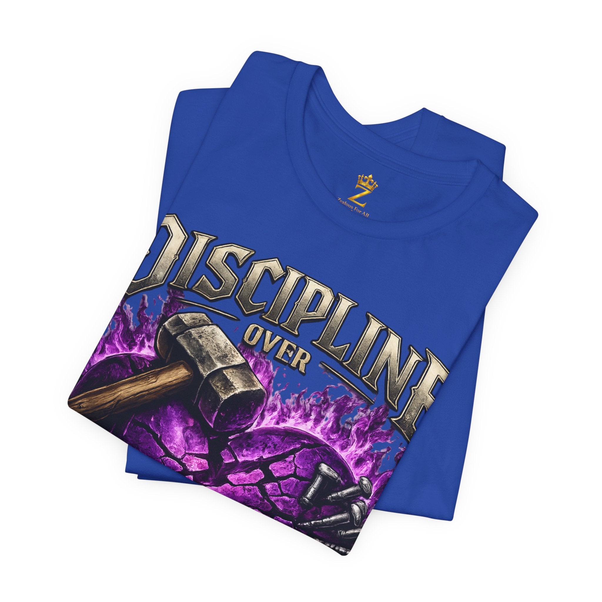 Discipline Over Emotions Premium Graphic T-Shirt (Purple Heart) Printify