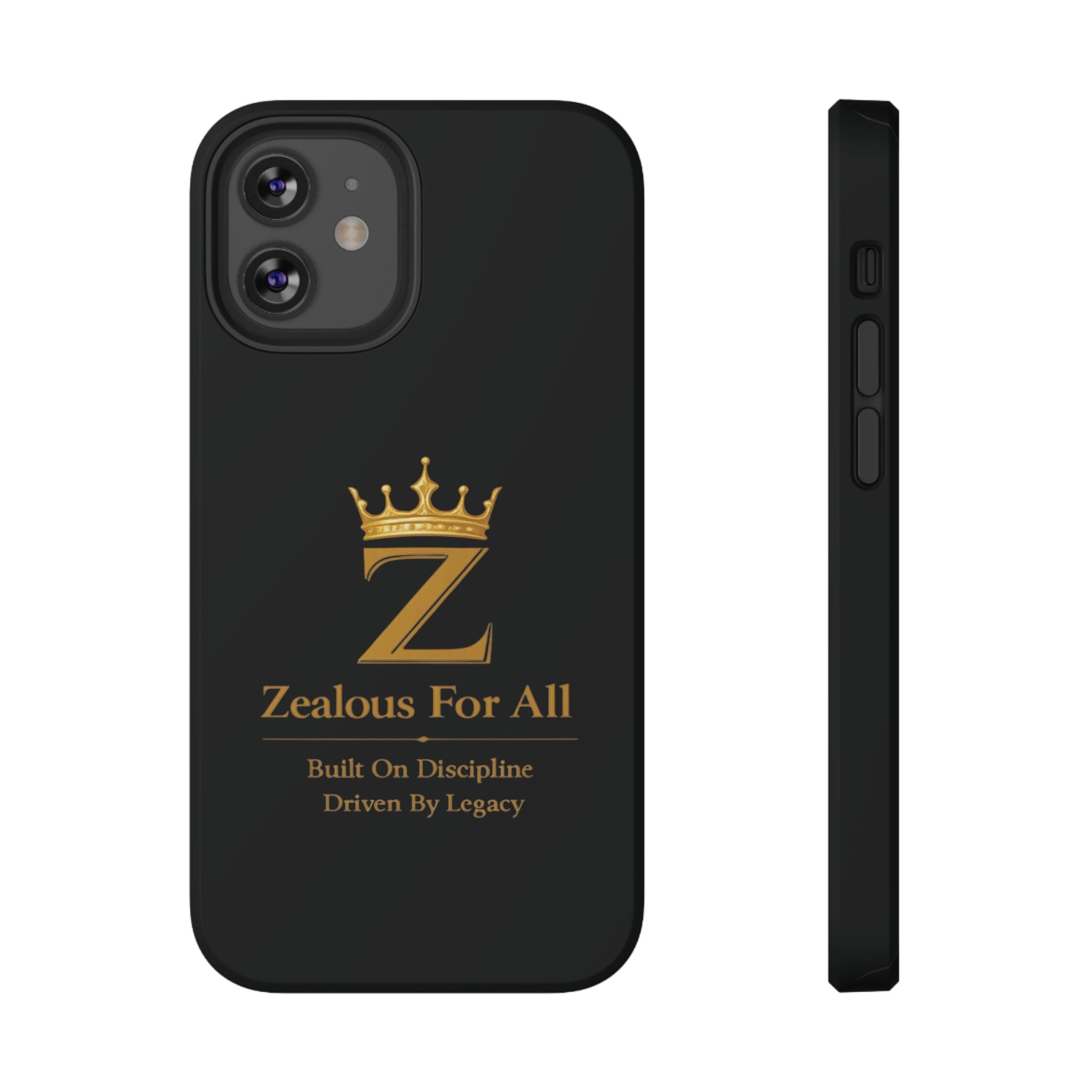Phone Case — "Zealous For All" Gold Crown Impact-Resistant Case Printify