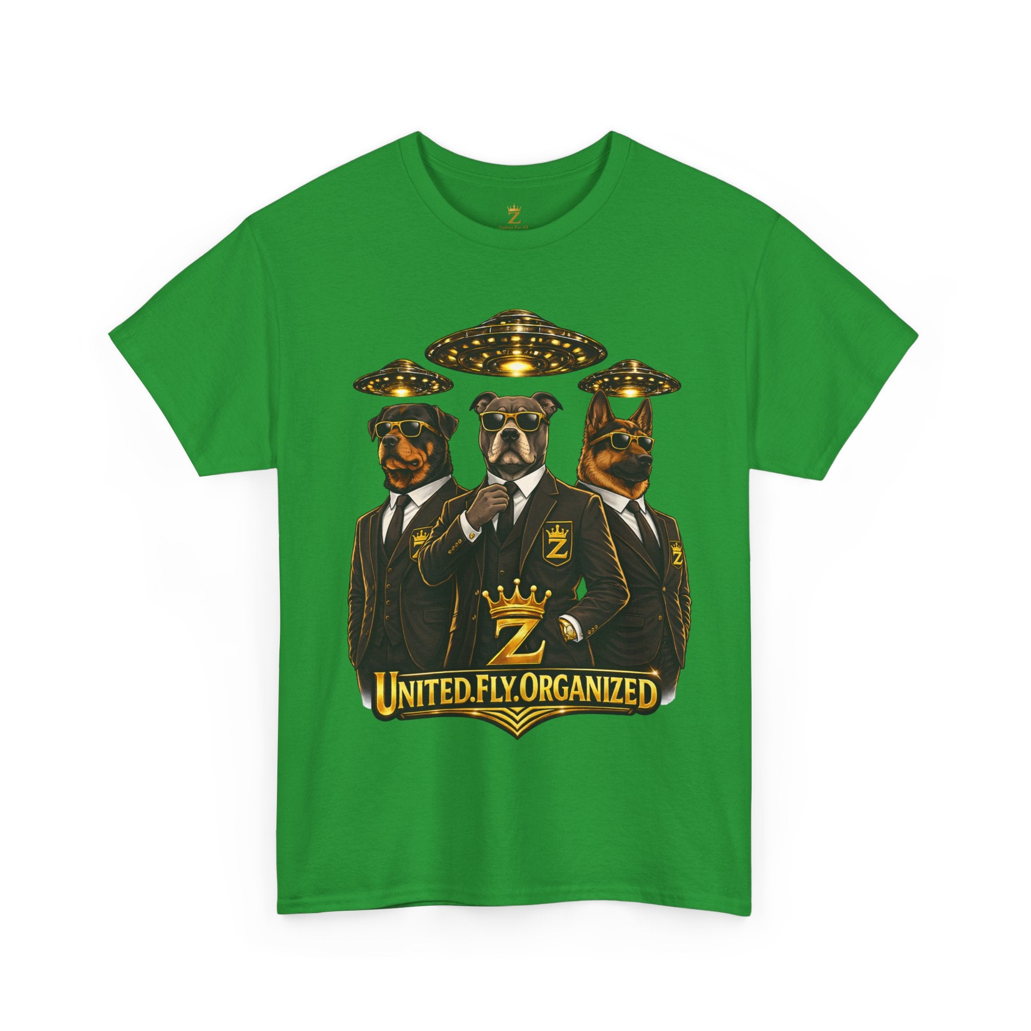 Adult "United. Fly. Organized." Graphic Tee (Gold) Printify