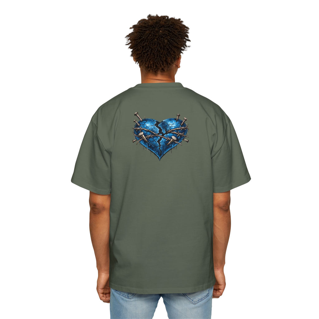 Oversized Discipline Over Emotions Graphic T-Shirt (Blue Heart) Printify