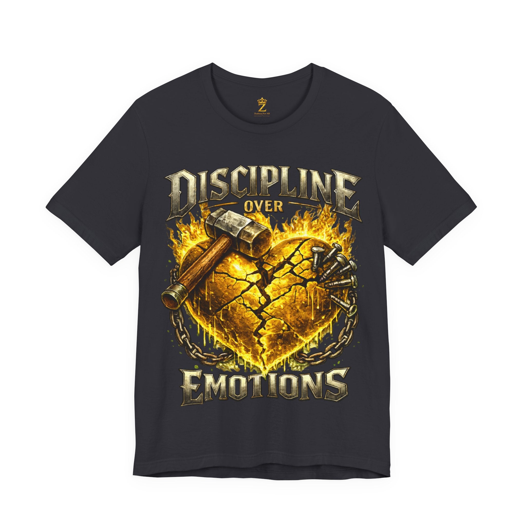 Discipline Over Emotions Premium Graphic T-Shirt (Gold Heart) Printify