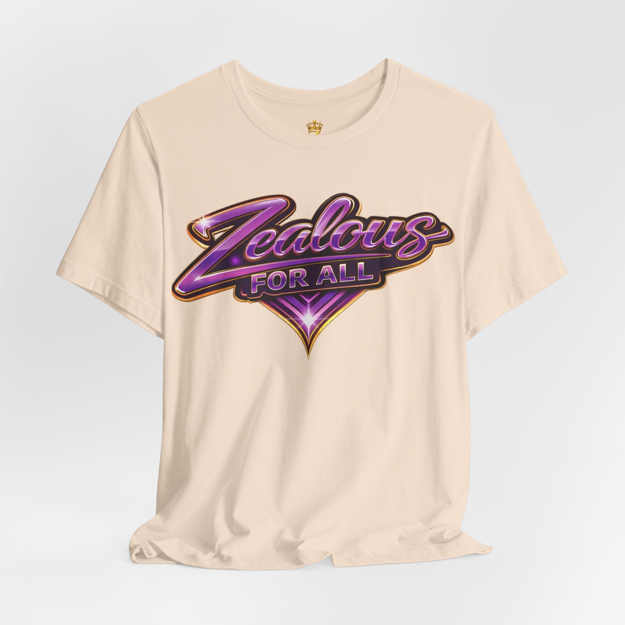 CUSTOM Zealous For All Graphic T-Shirt (Purple & Gold Trim Logo)