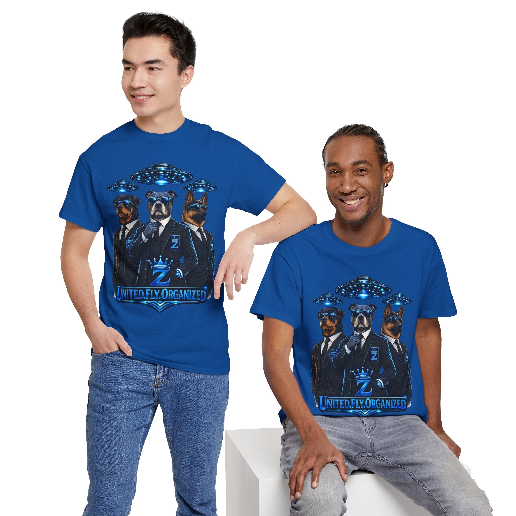 Adult "United. Fly. Organized." Graphic Tee (Blue) Printify