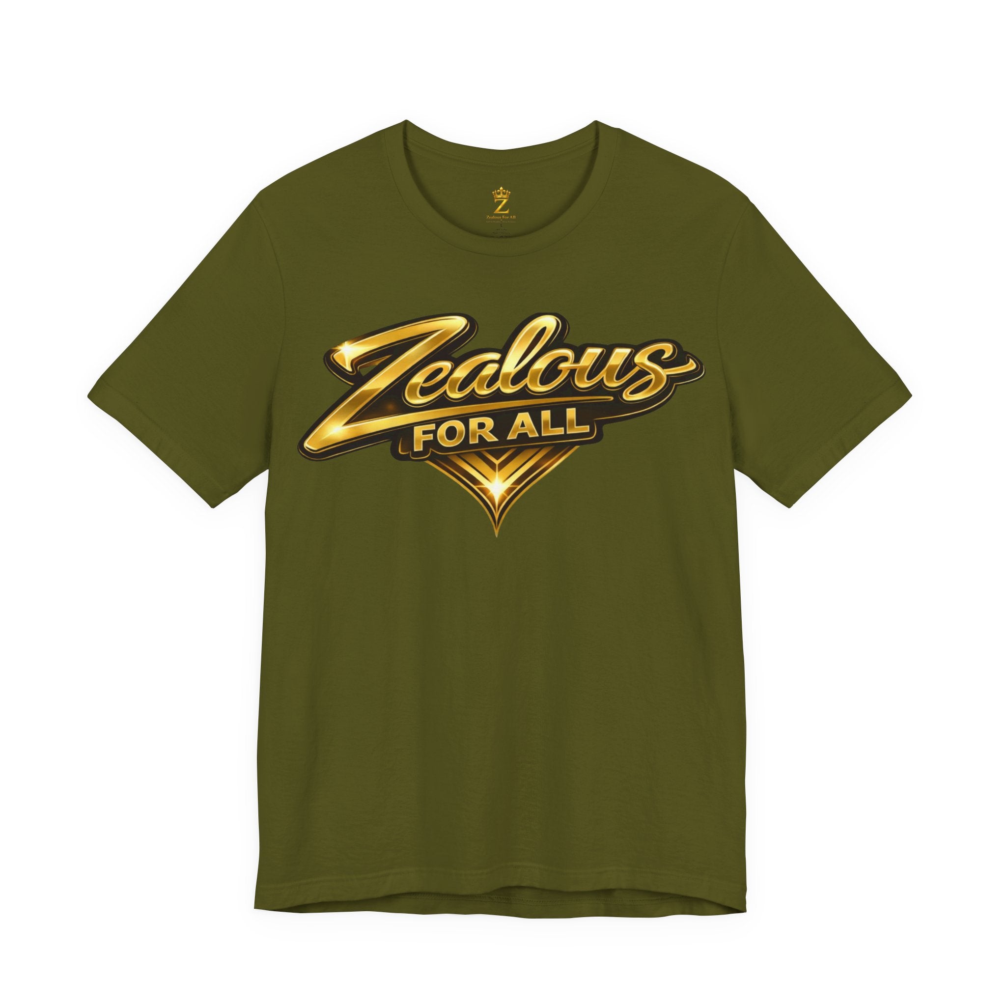 Zealous For All Graphic T-Shirt (Gold Logo) Printify