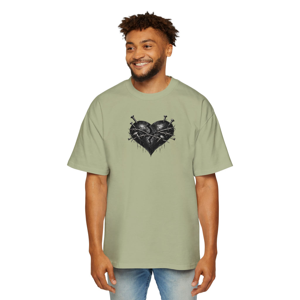 Oversized Discipline Over Emotions (Back) Graphic Tee (Black Heart) Printify