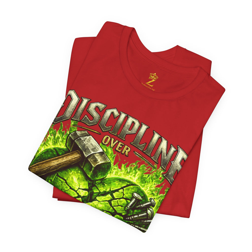Discipline Over Emotions Premium Graphic T-Shirt (Lime Green Heart) Printify