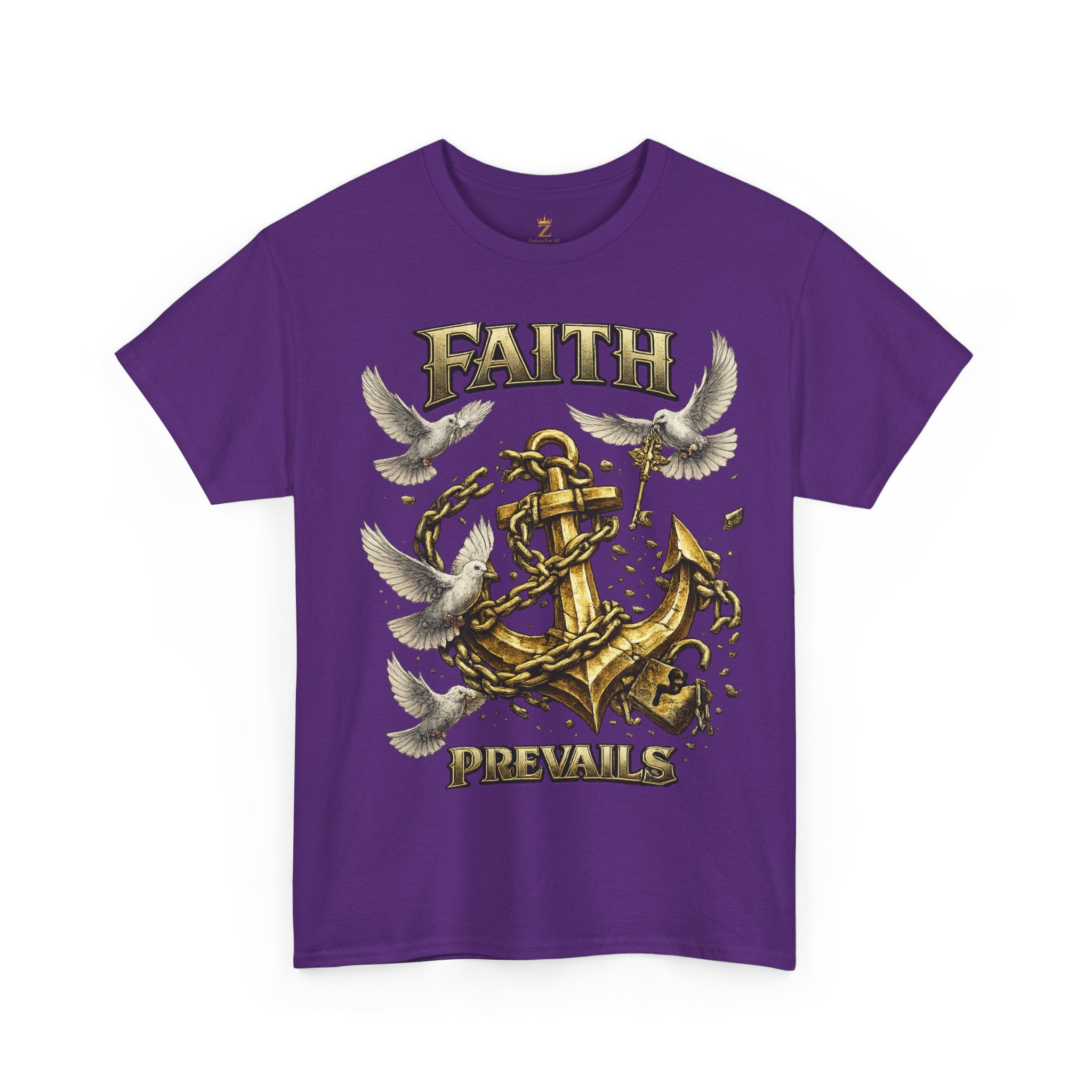 Adult Faith Prevails Anchor T-Shirt (Gold Anchor) Printify