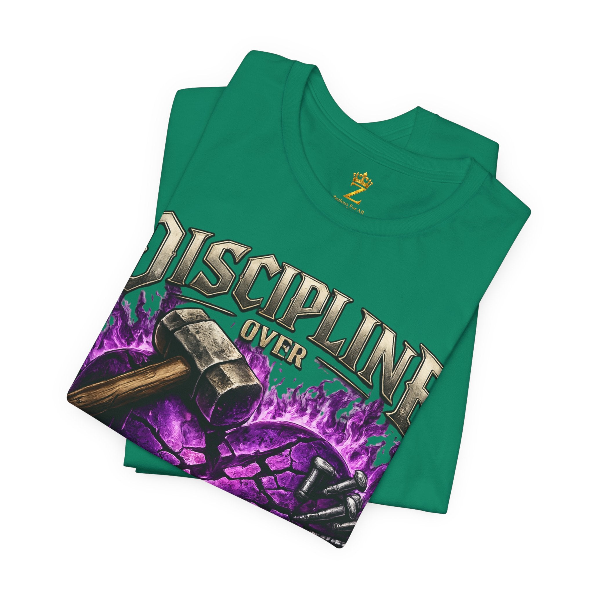 Discipline Over Emotions Premium Graphic T-Shirt (Purple Heart) Printify