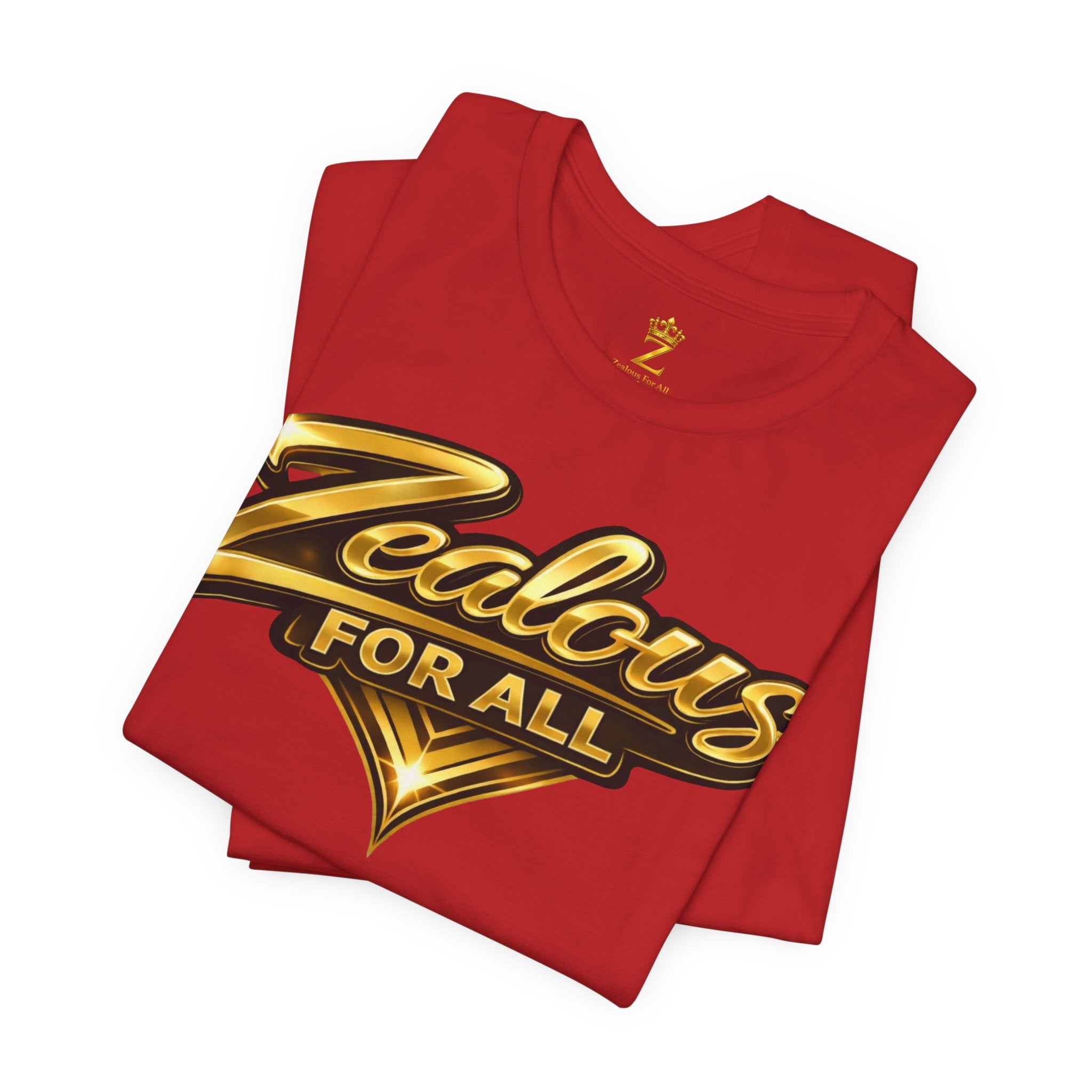 Zealous For All Graphic T-Shirt (Gold Logo) Printify