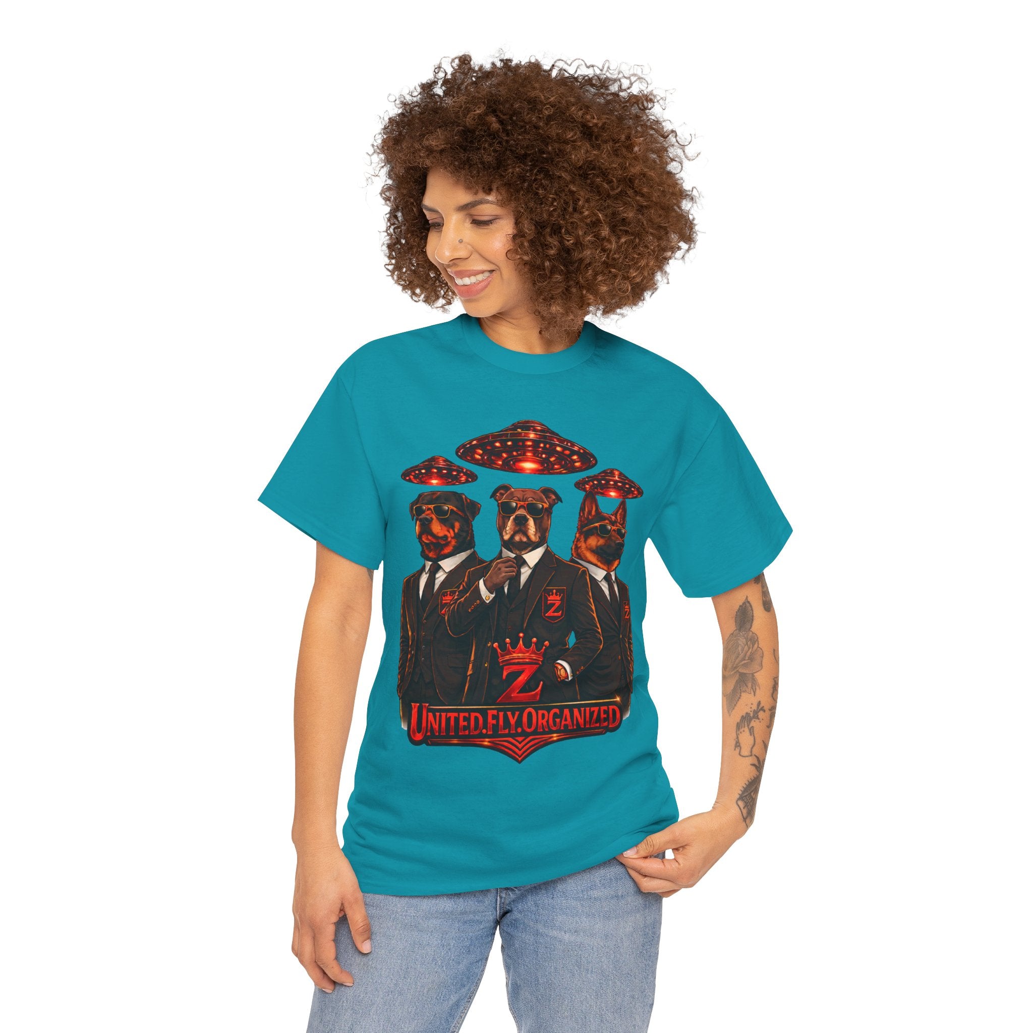 Adult "United. Fly. Organized." Graphic Tee (Red) Printify