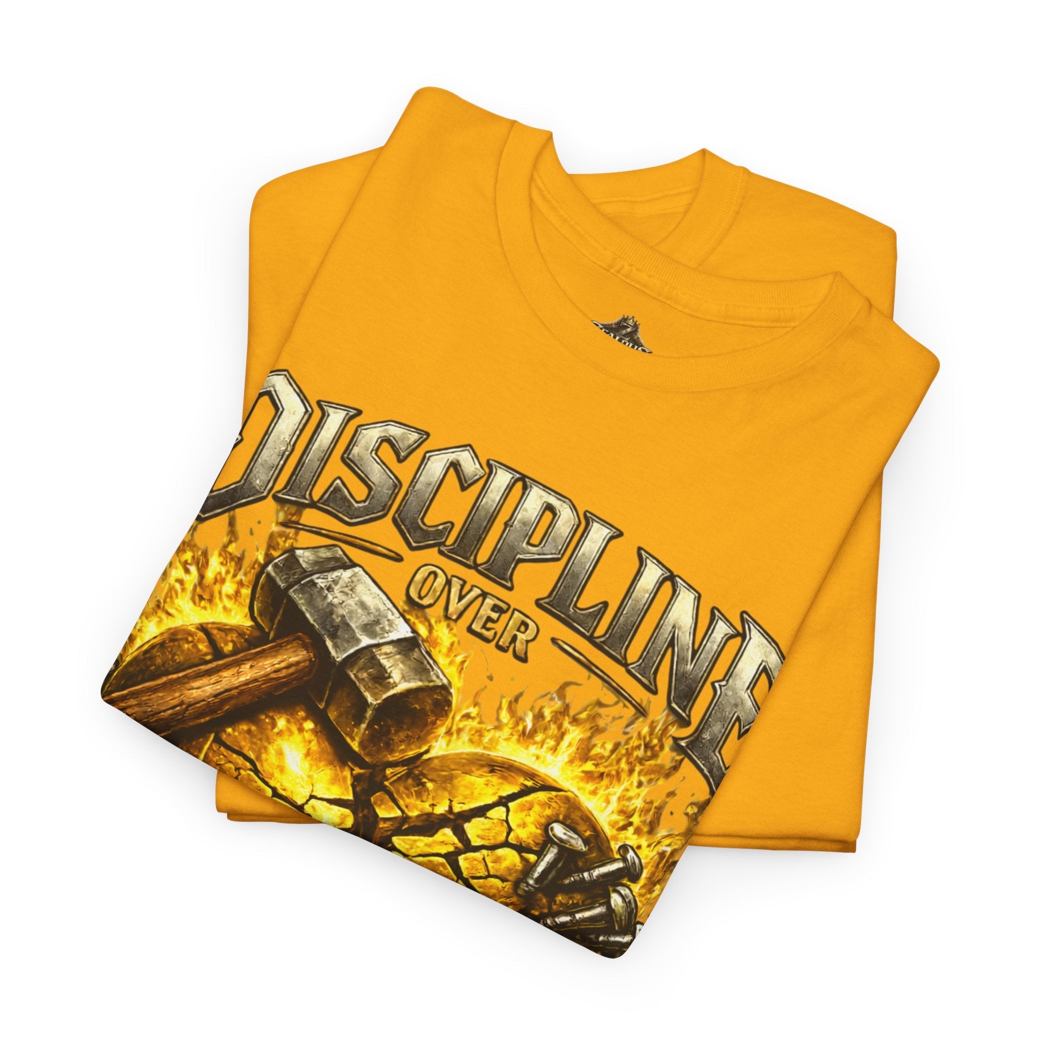 Adult Discipline Over Emotions Graphic T-Shirt (Gold Heart)