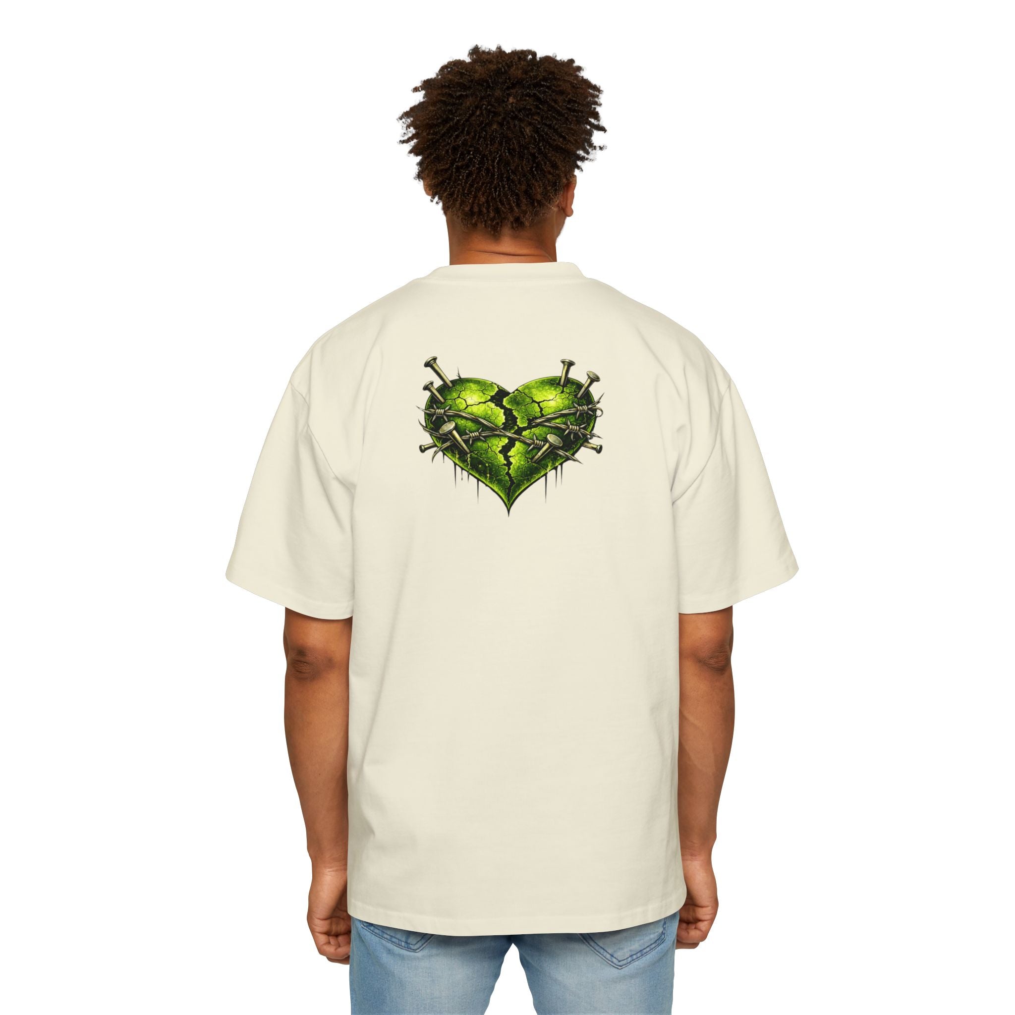 Oversized Discipline Over Emotions Graphic Tee (Green Heart) Printify