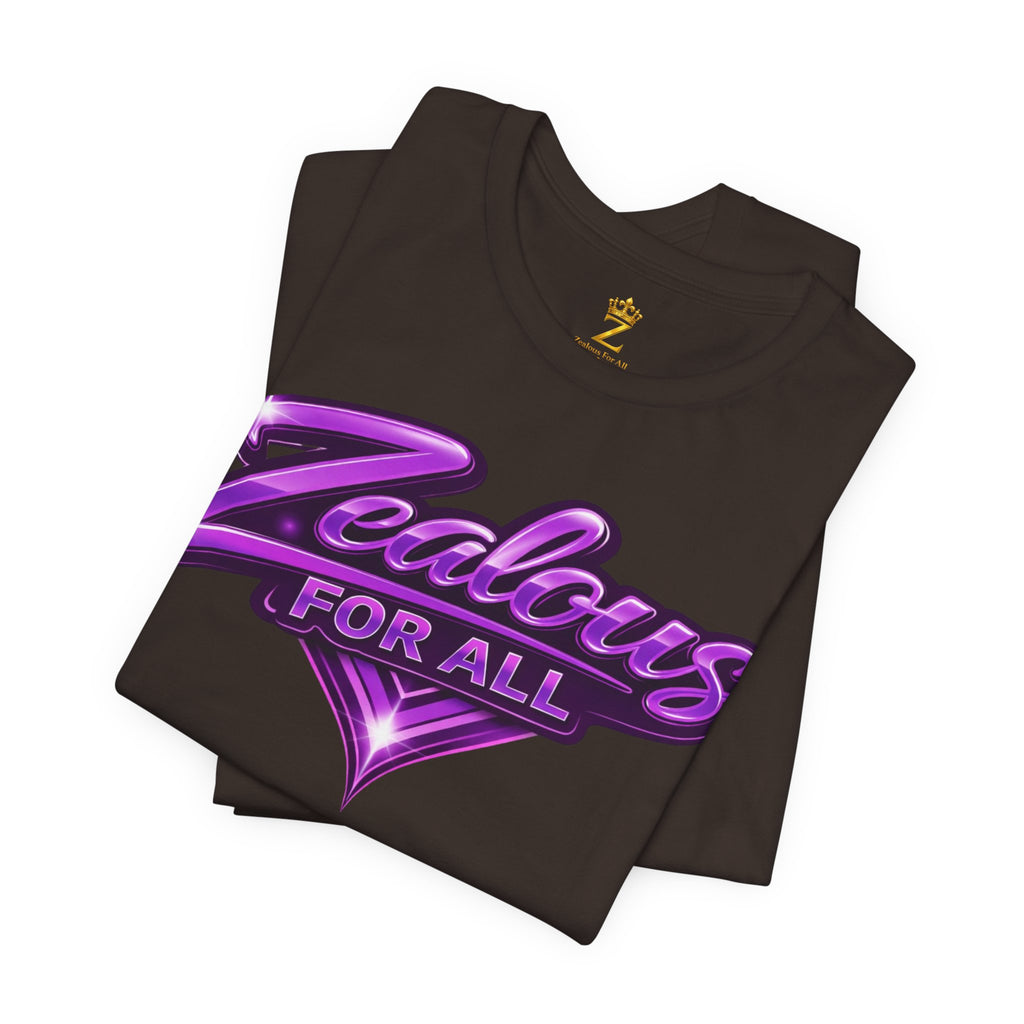 Zealous For All Graphic T-Shirt (Purple Logo) Printify