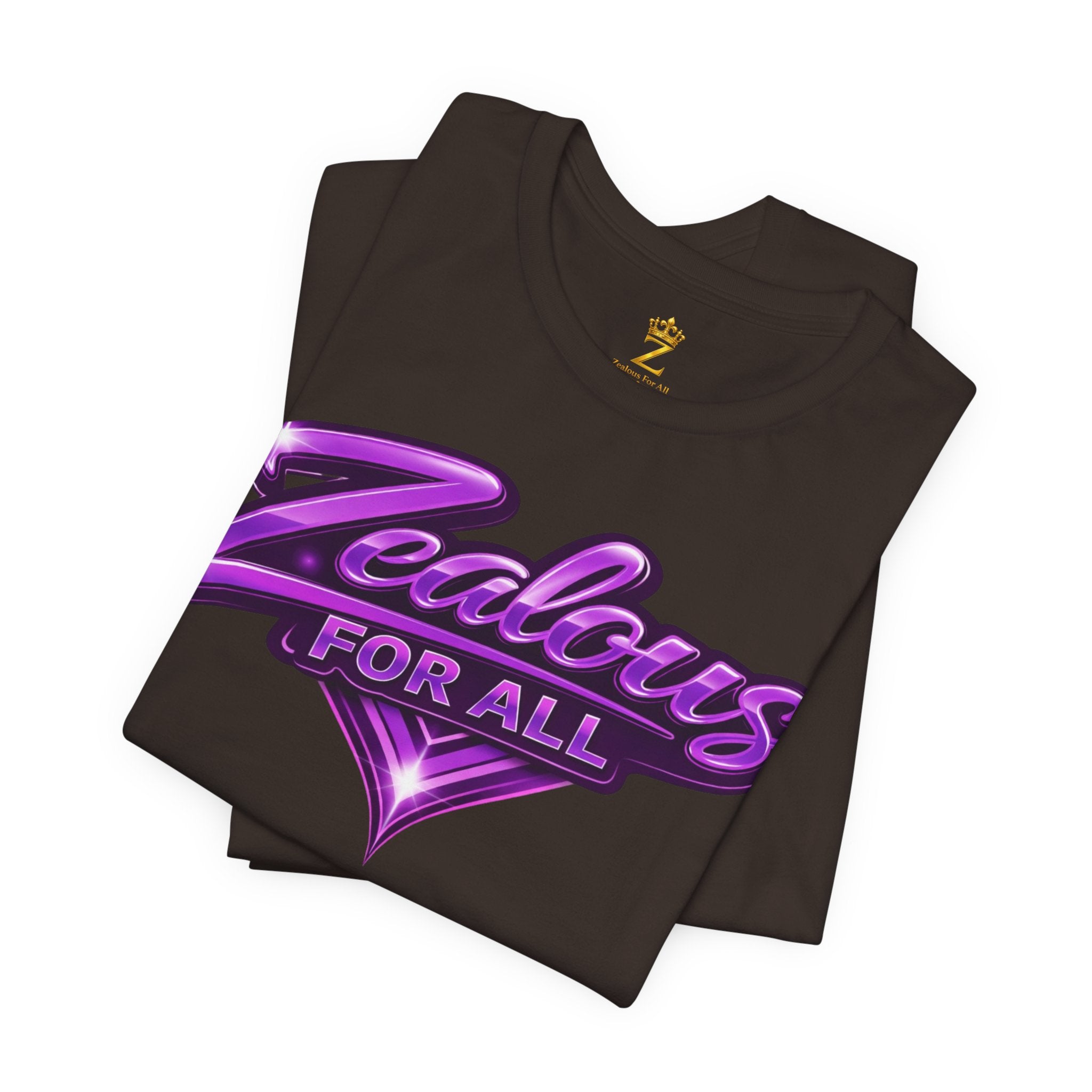Zealous For All Graphic T-Shirt (Purple Logo) Printify