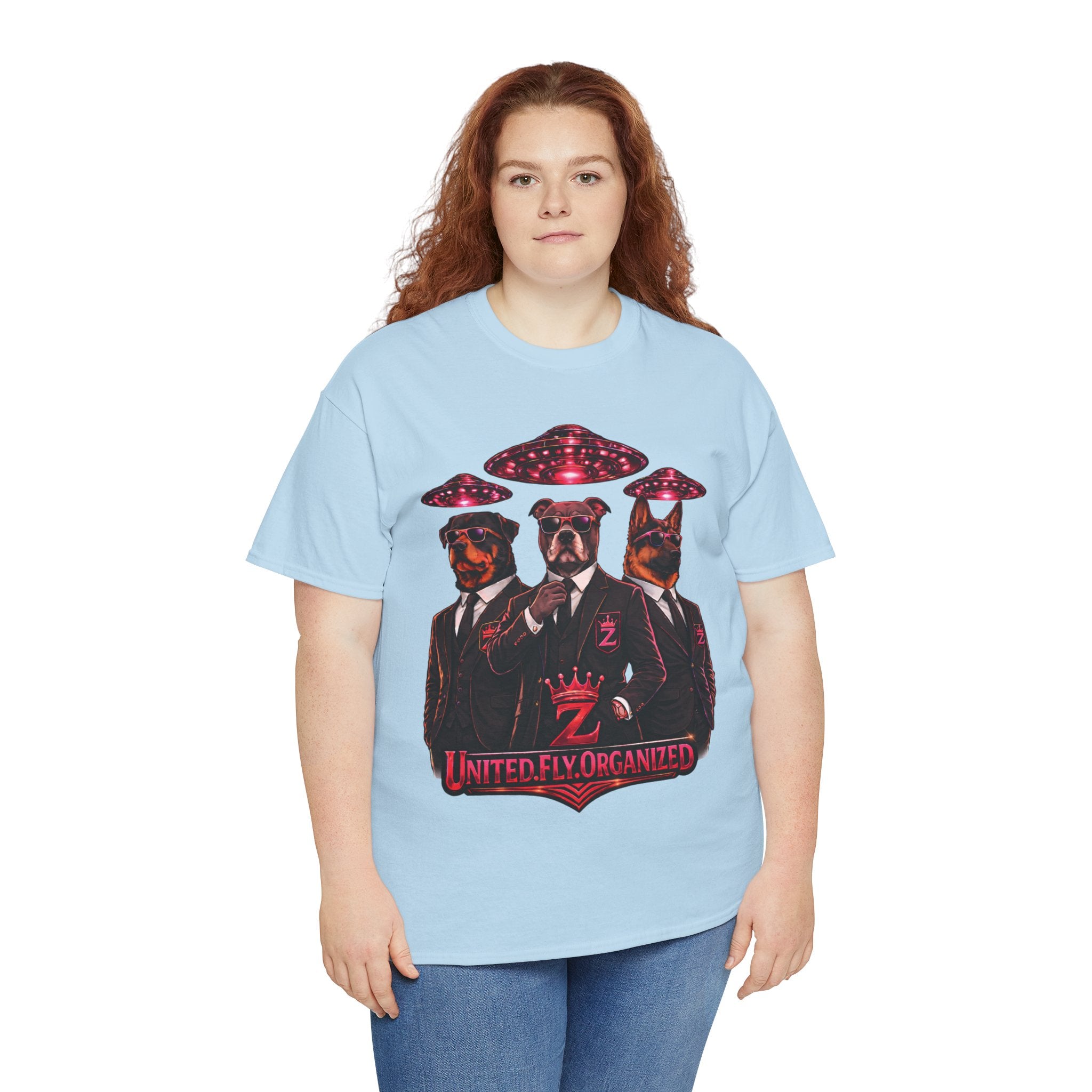 Adult "United. Fly. Organized." Graphic Tee (Hot Pink) Printify