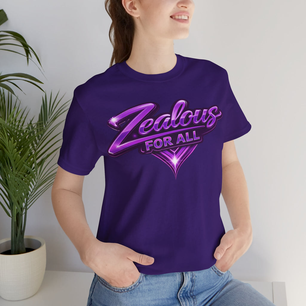 Zealous For All Graphic T-Shirt (Purple Logo) Printify