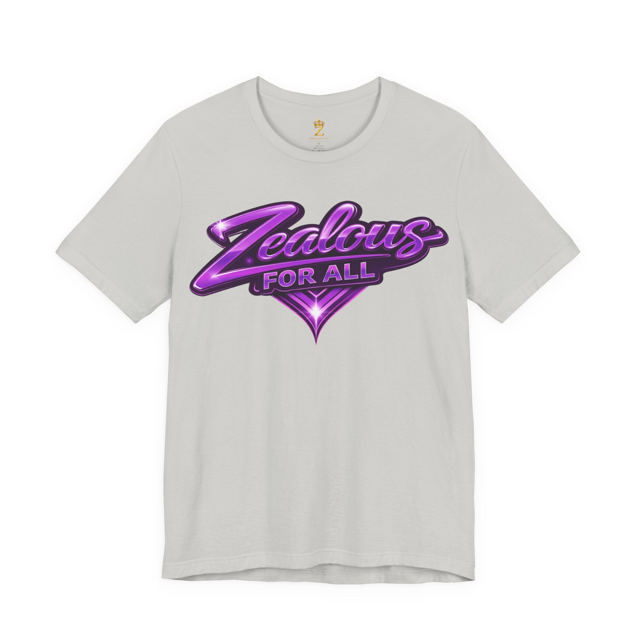 Zealous For All Graphic T-Shirt (Purple Logo) Printify