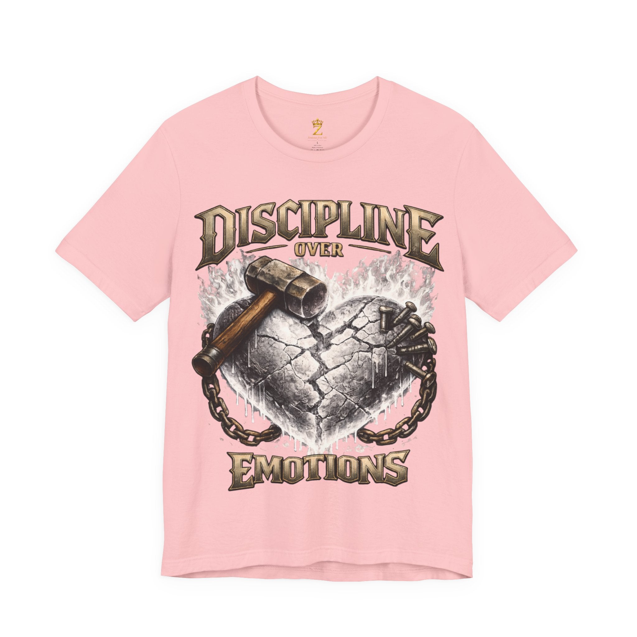 Discipline Over Emotions Premium Graphic T-Shirt (White Heart) Printify