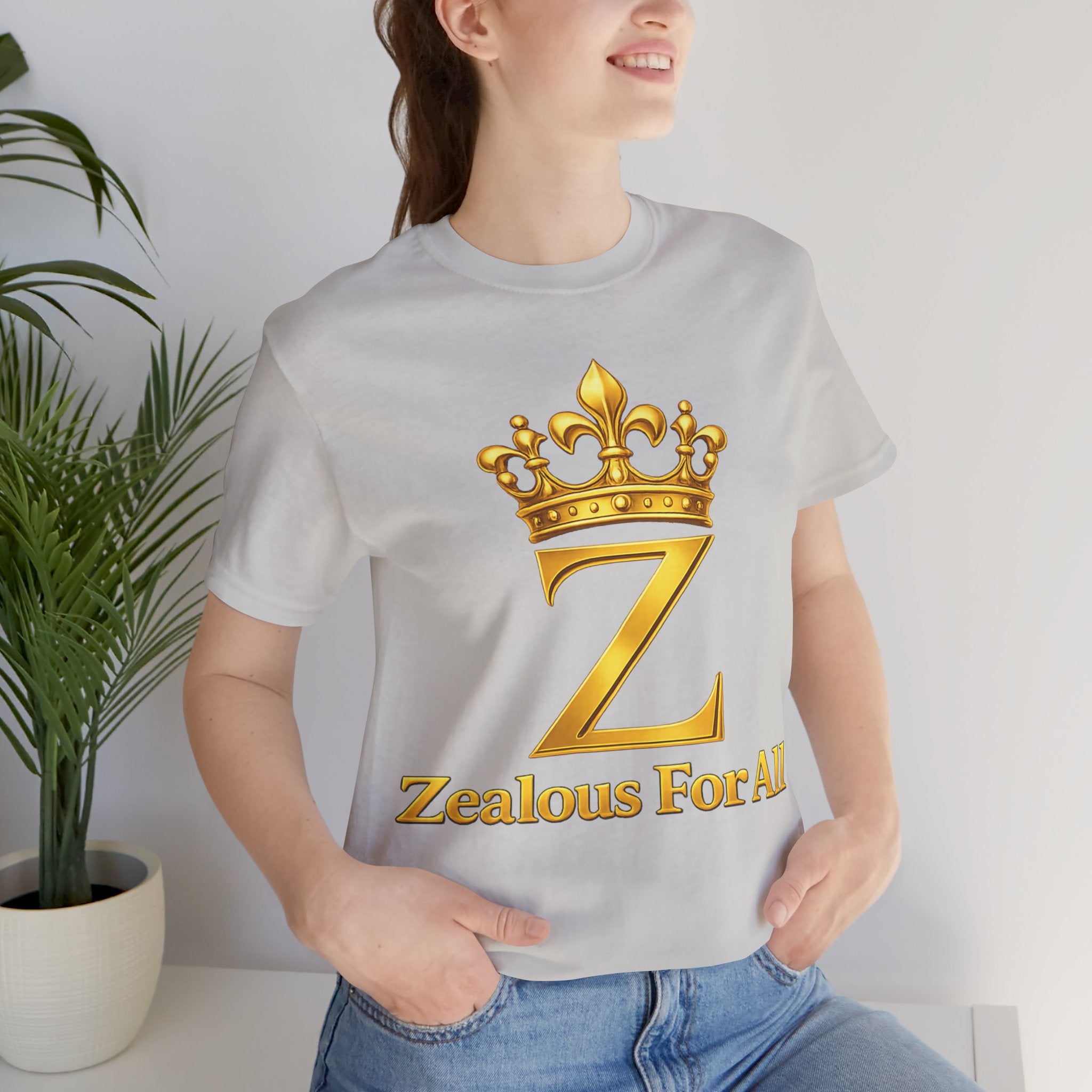 Unisex Zealous For All T-Shirt (Gold Logo) Printify